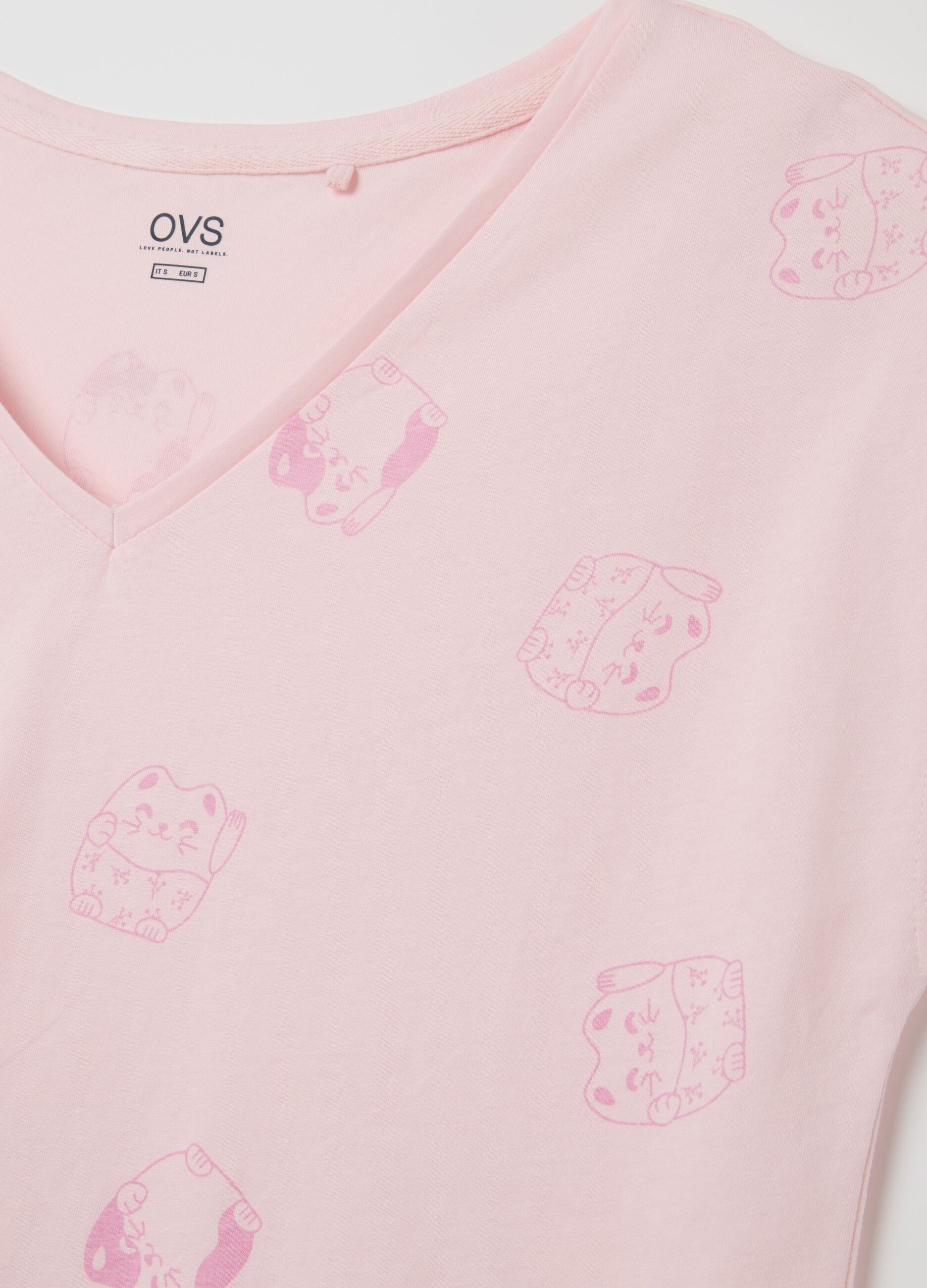 Women's pink pure cotton regular fit pyjama set