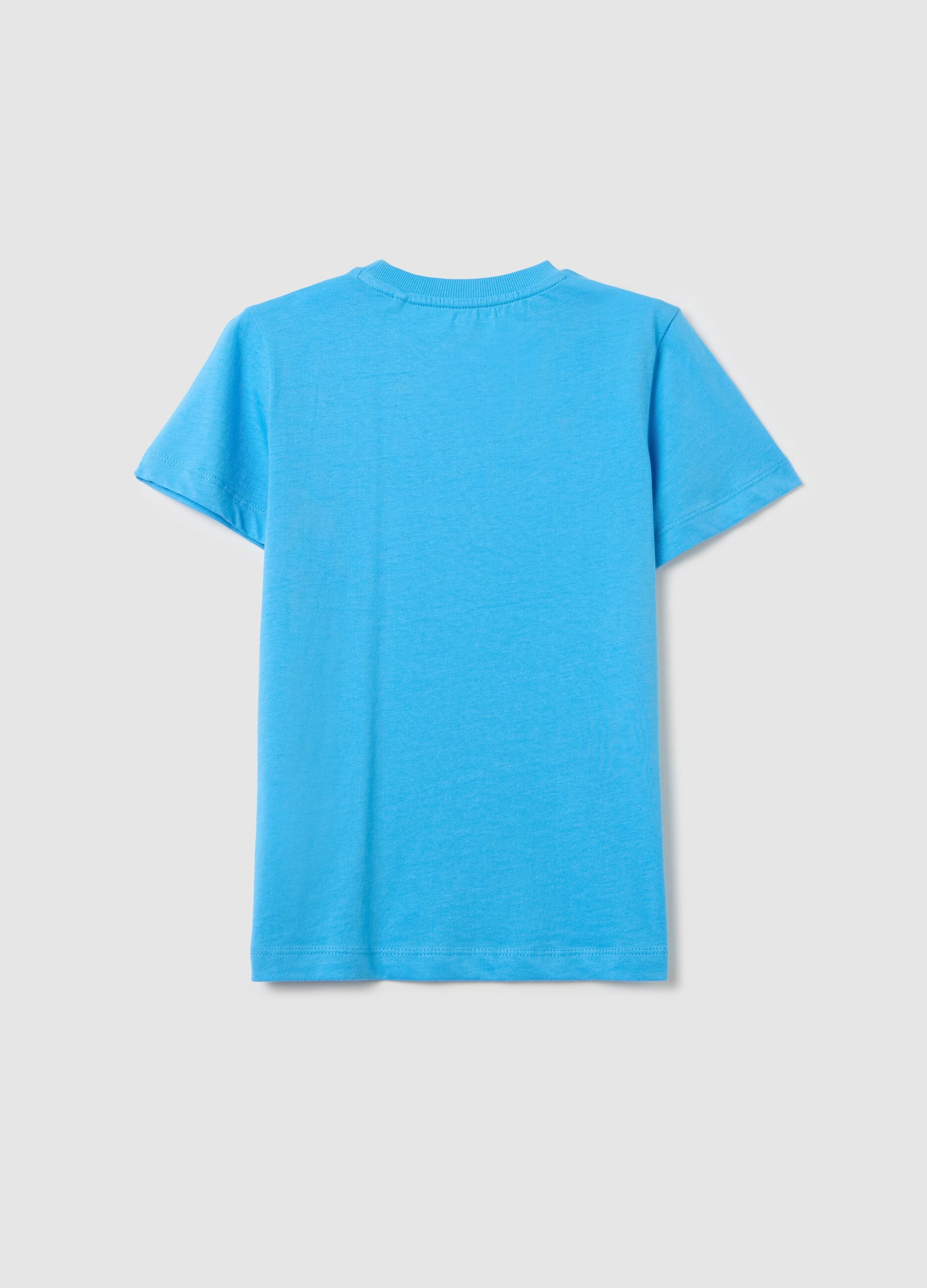 T-shirt azzurra in cotone con scollo rotondo