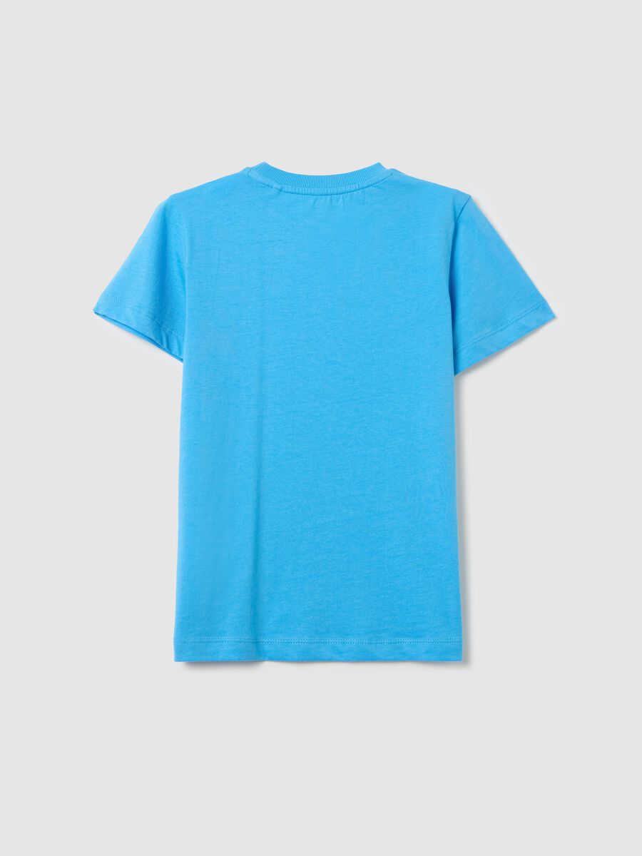T-shirt azzurra in cotone con scollo rotondo_1