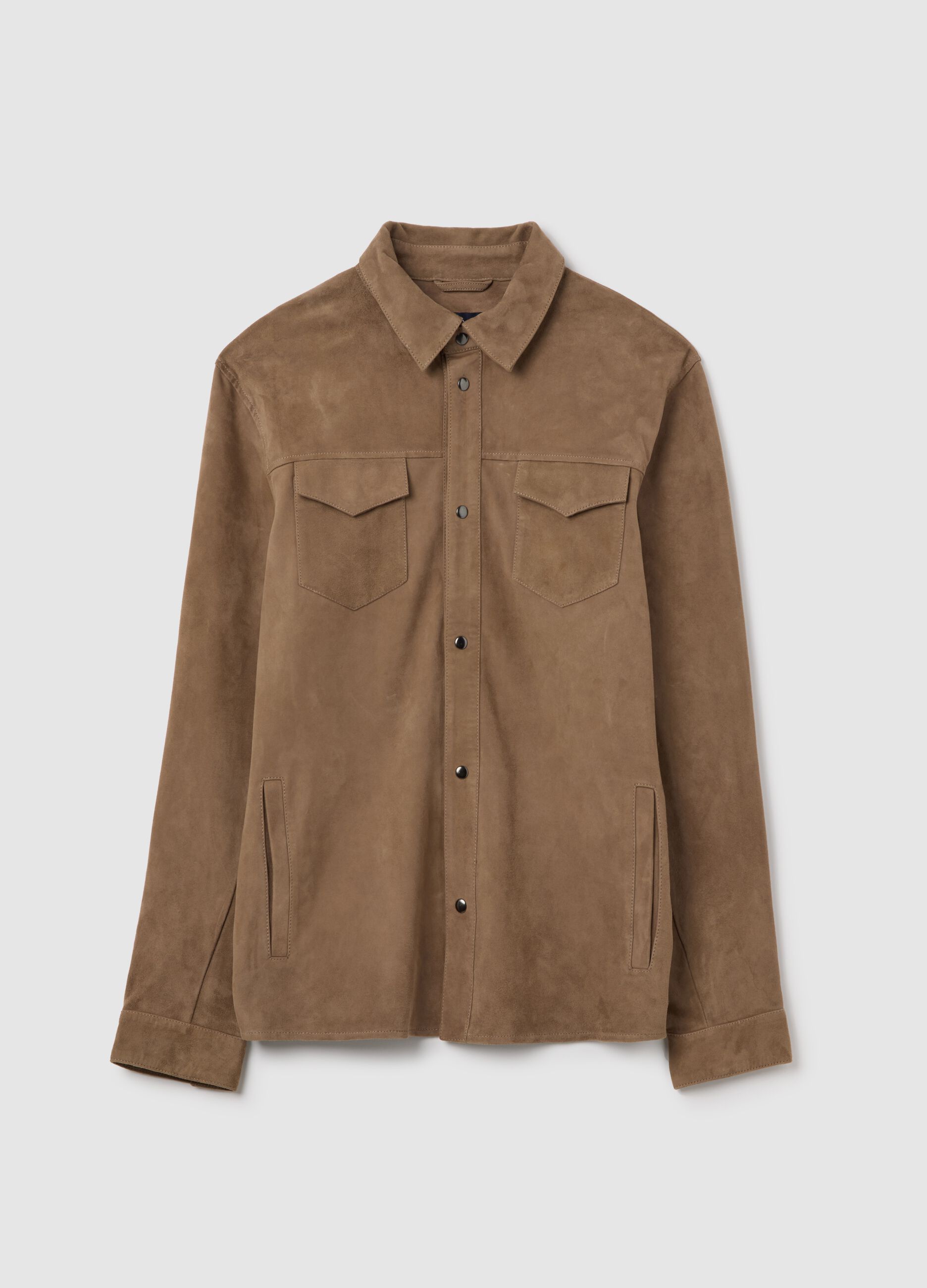 Shacket in suede leather
