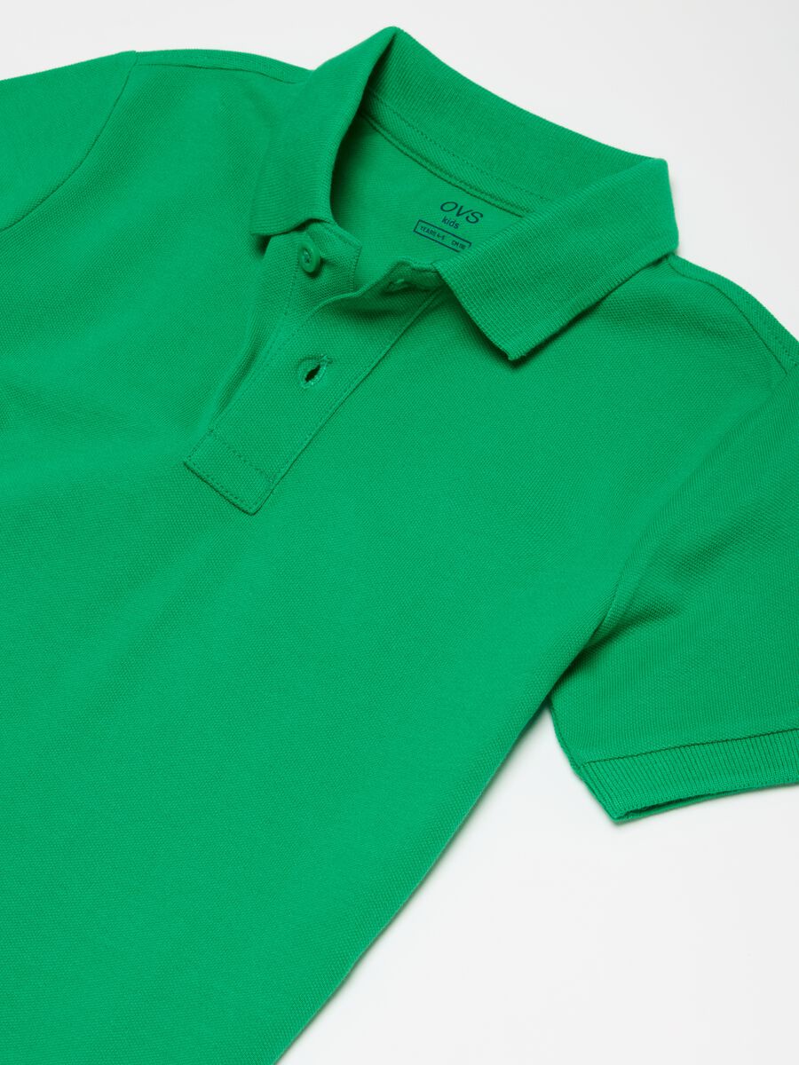 Solid colour cotton piquet polo shirt_2