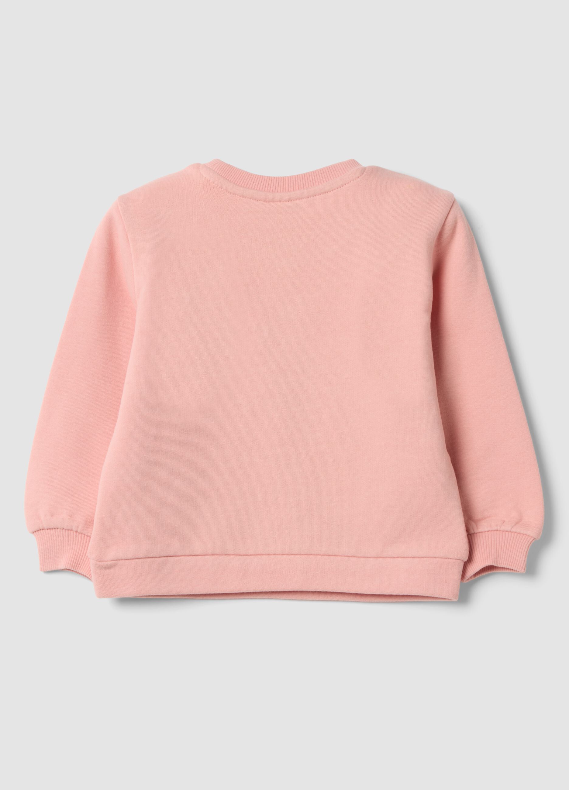 Felpa rosa chiaro in puro cotone con girocollo