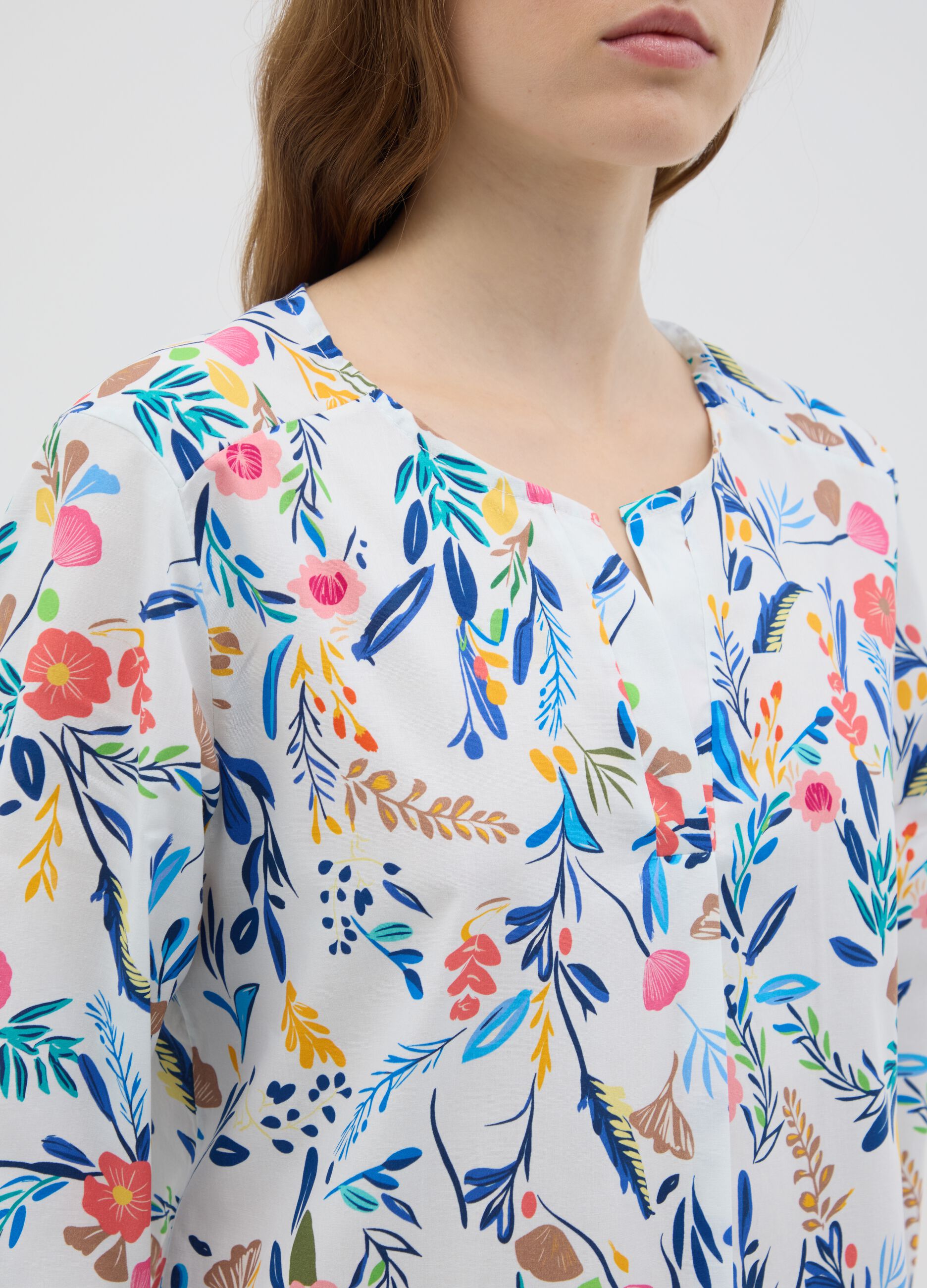Women's multicolour stretch cotton shirt regular fit