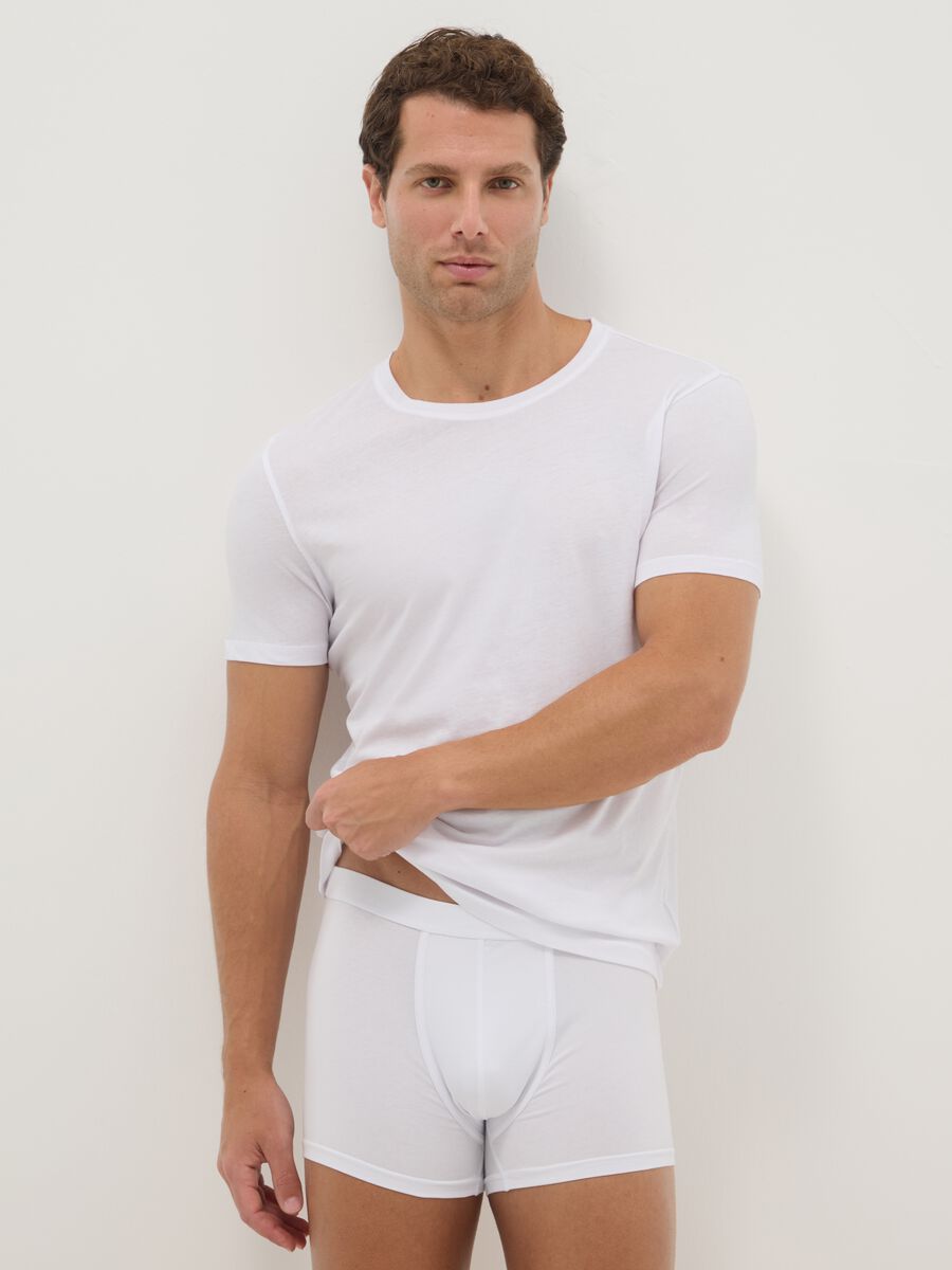 White crew neck t-shirt twin pack in pure cotton regular fit_0