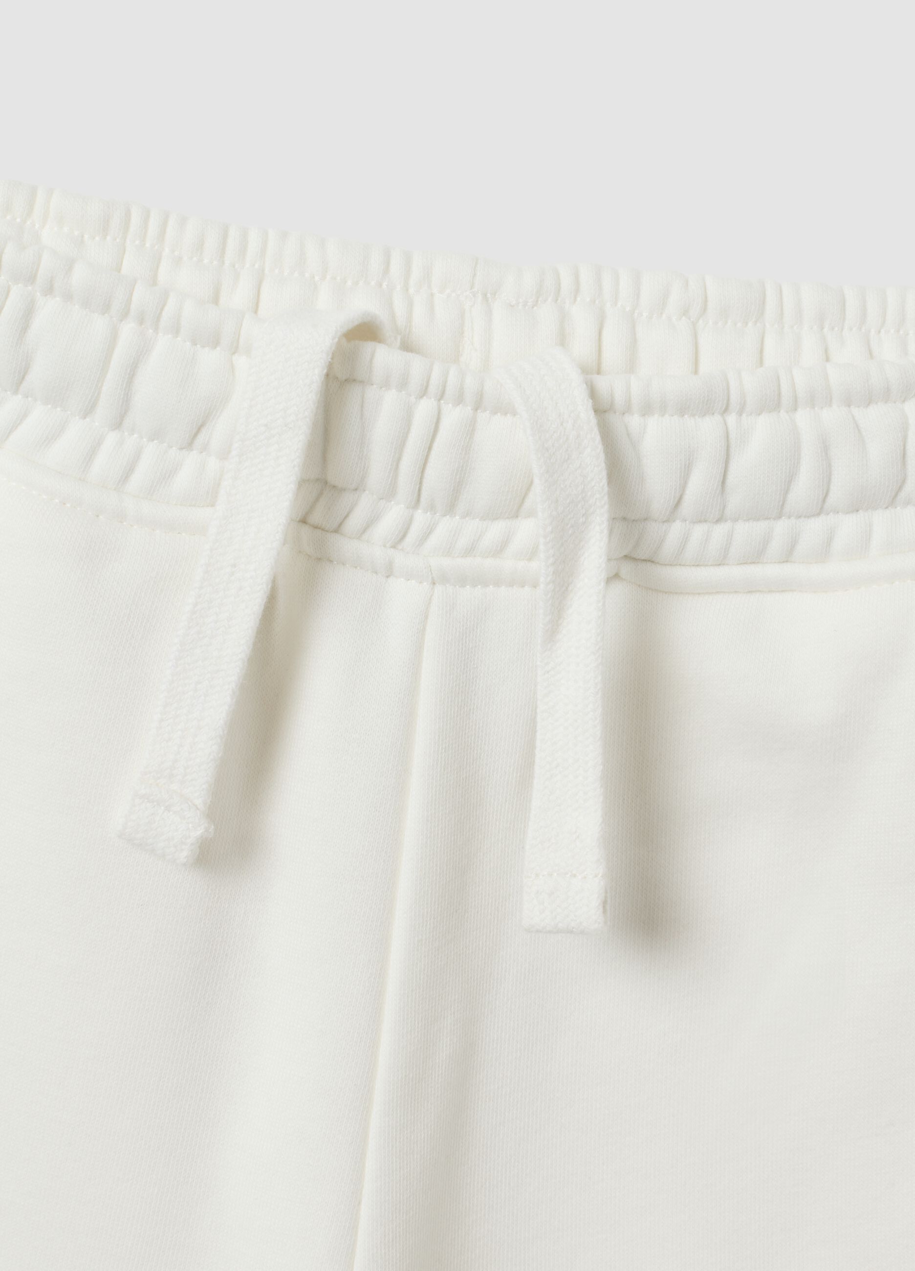 White cotton-blend regular-fit joggers for girls