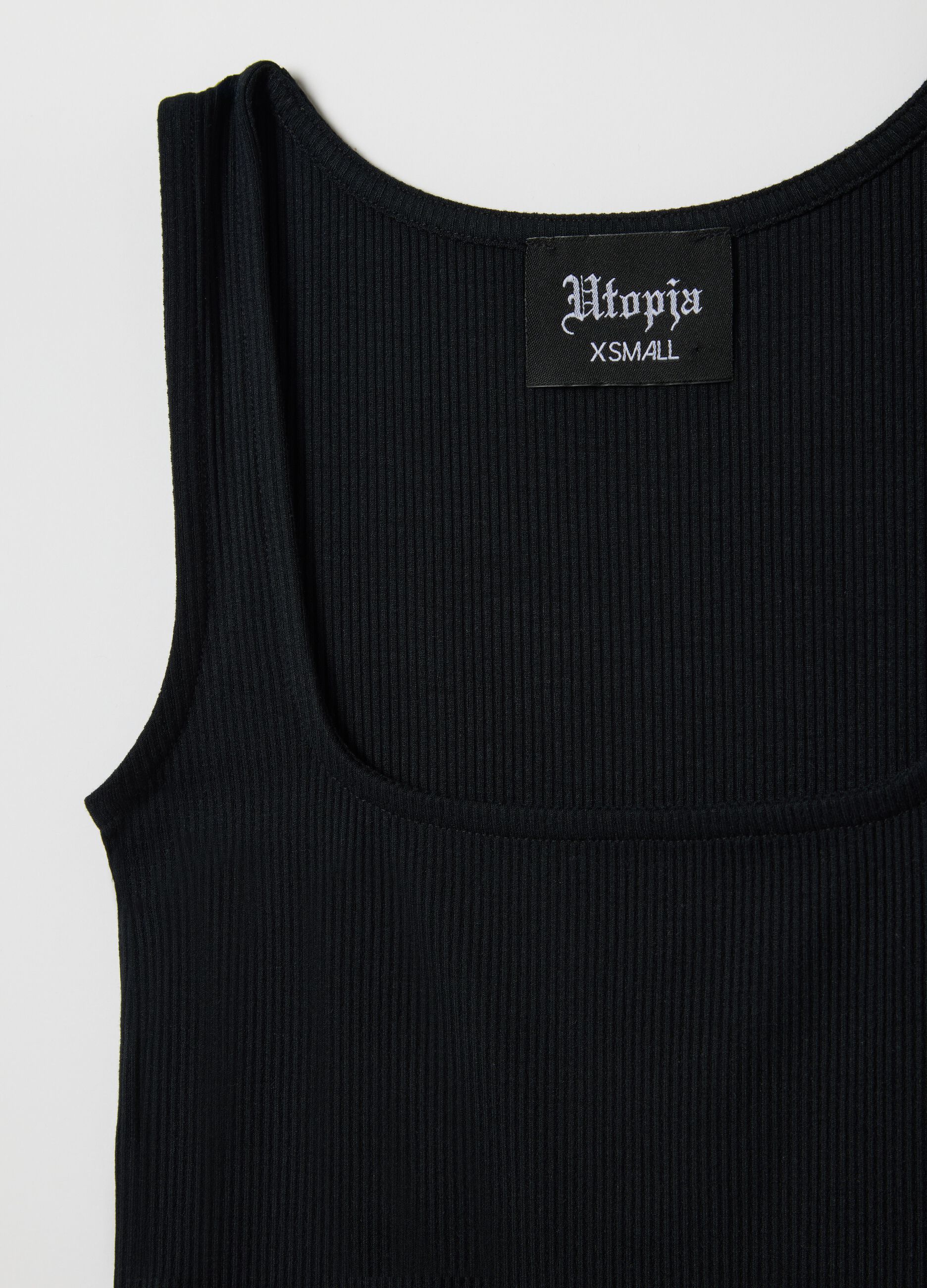 Square Neck Black Tank Top