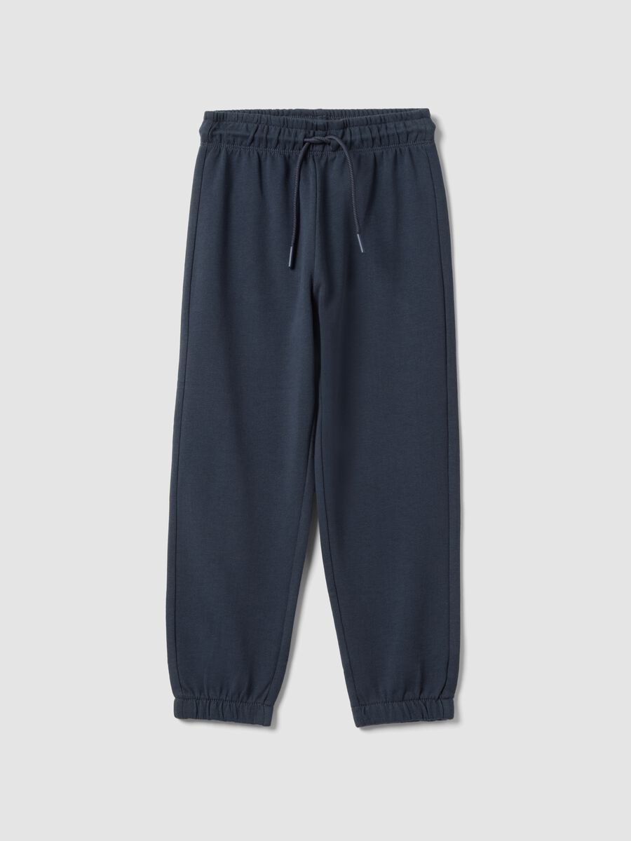 Children's Regular Fit Blue Cotton Jogger Trousers_0