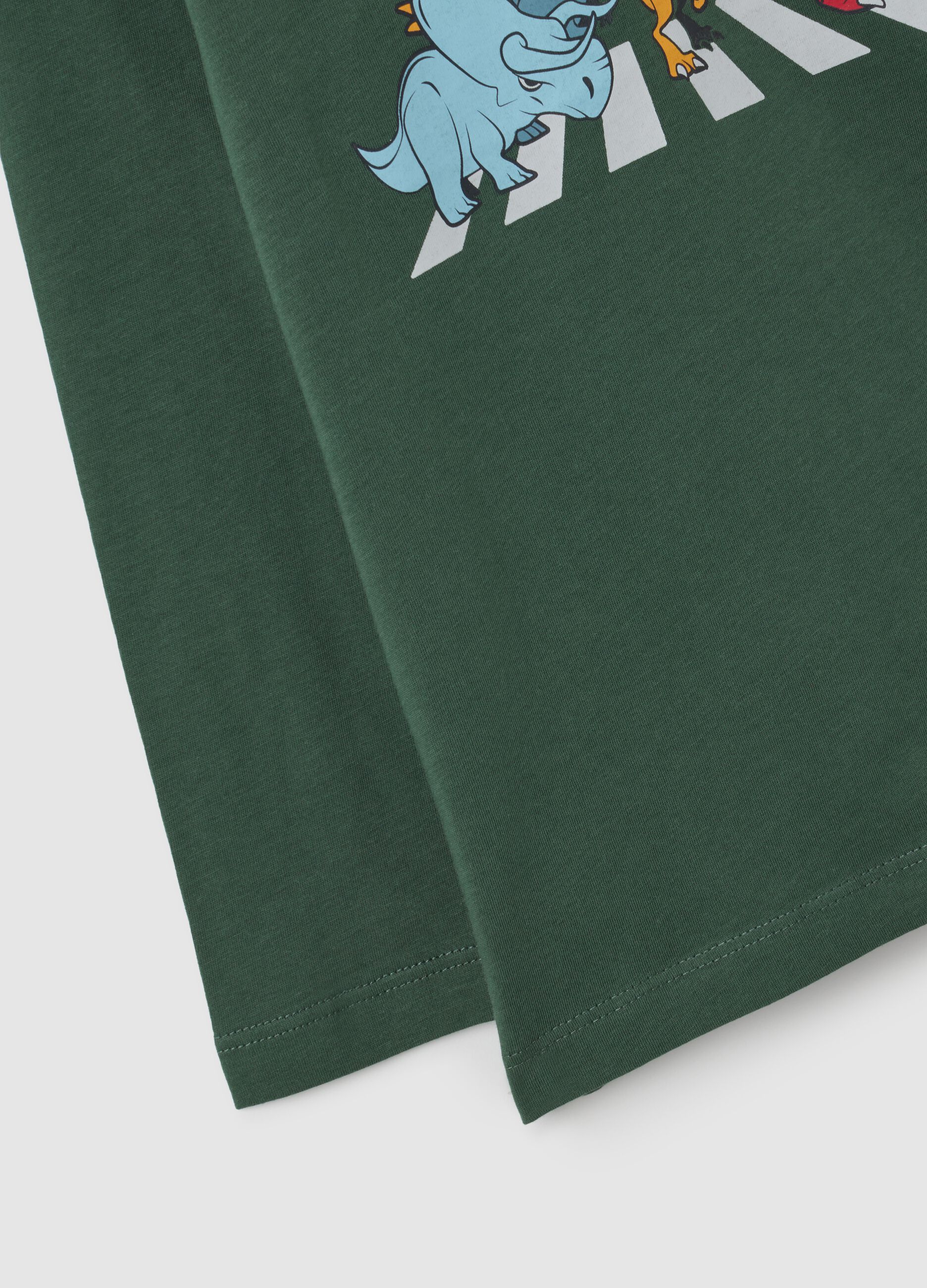 T-shirt da bambino in puro cotone verde regular fit con stampa