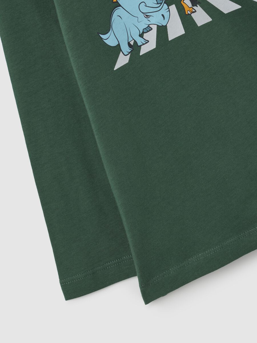 T-shirt da bambino in puro cotone verde regular fit con stampa_3