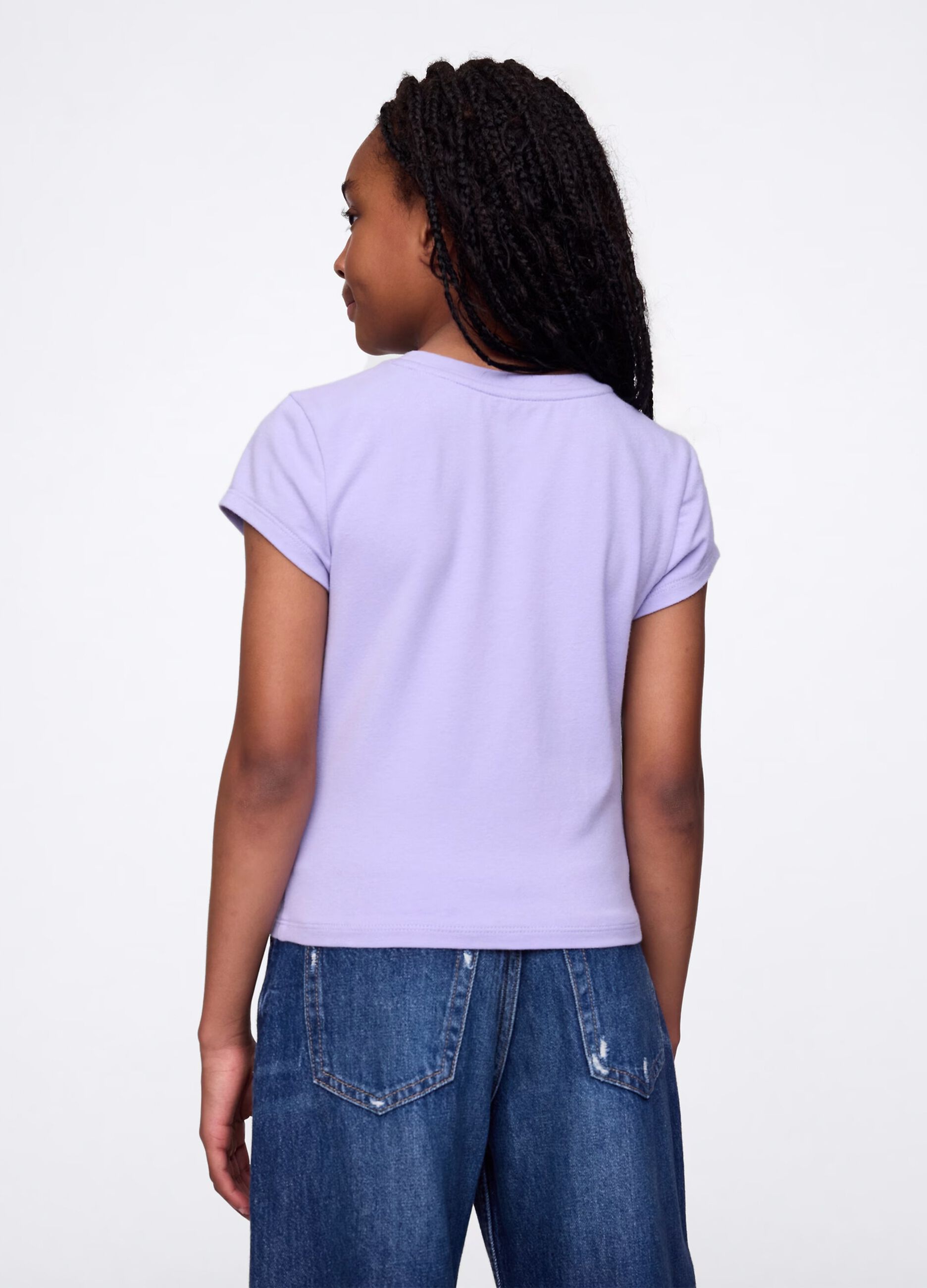 Purple T-shirt in stretch cotton