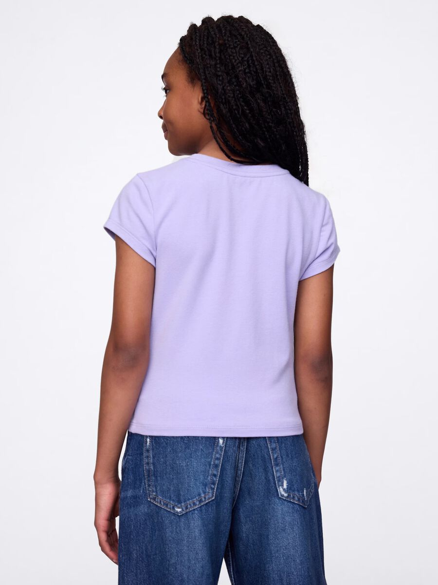 Purple T-shirt in stretch cotton_1