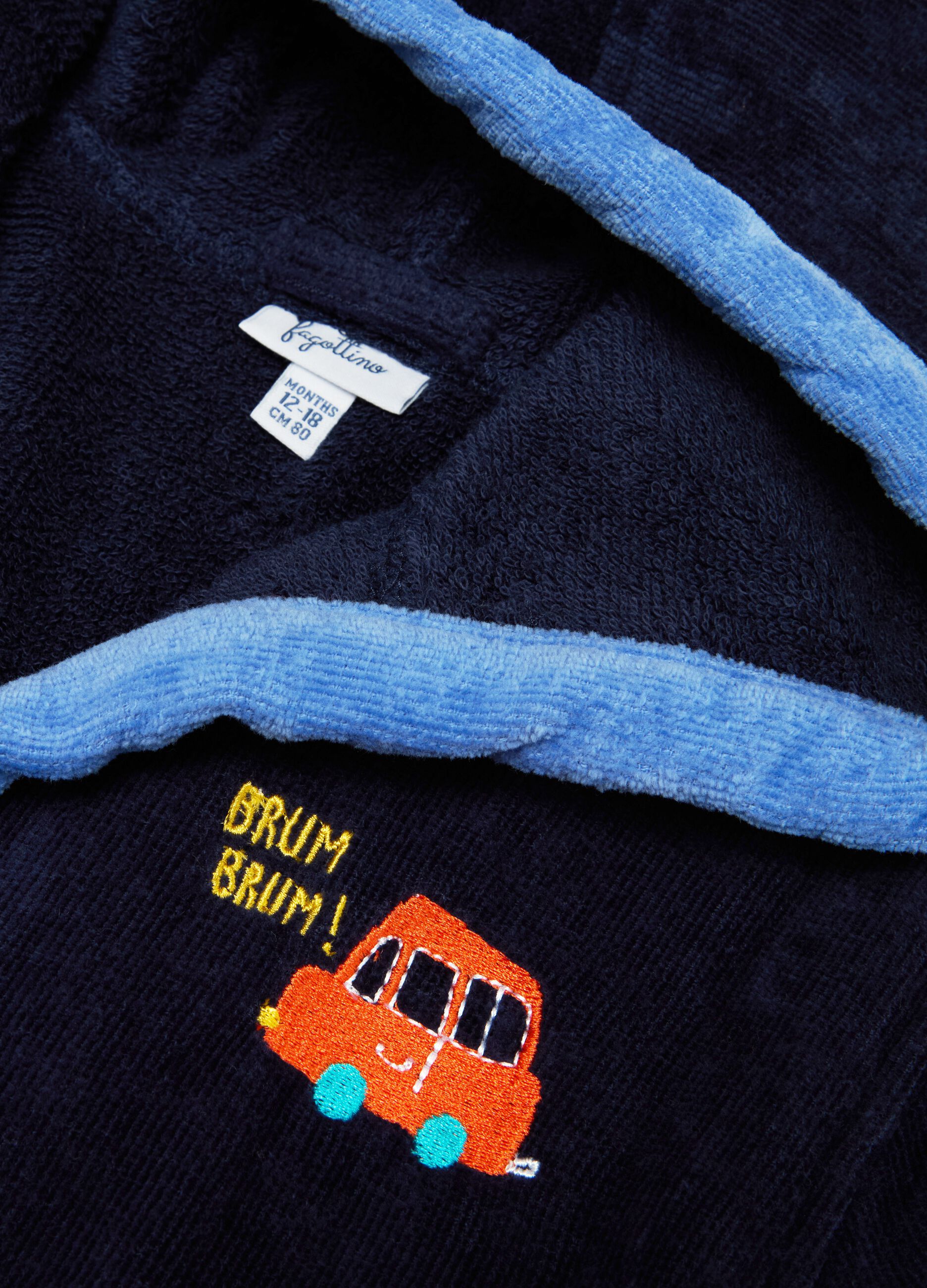 Cotton bathrobe with car embroidery