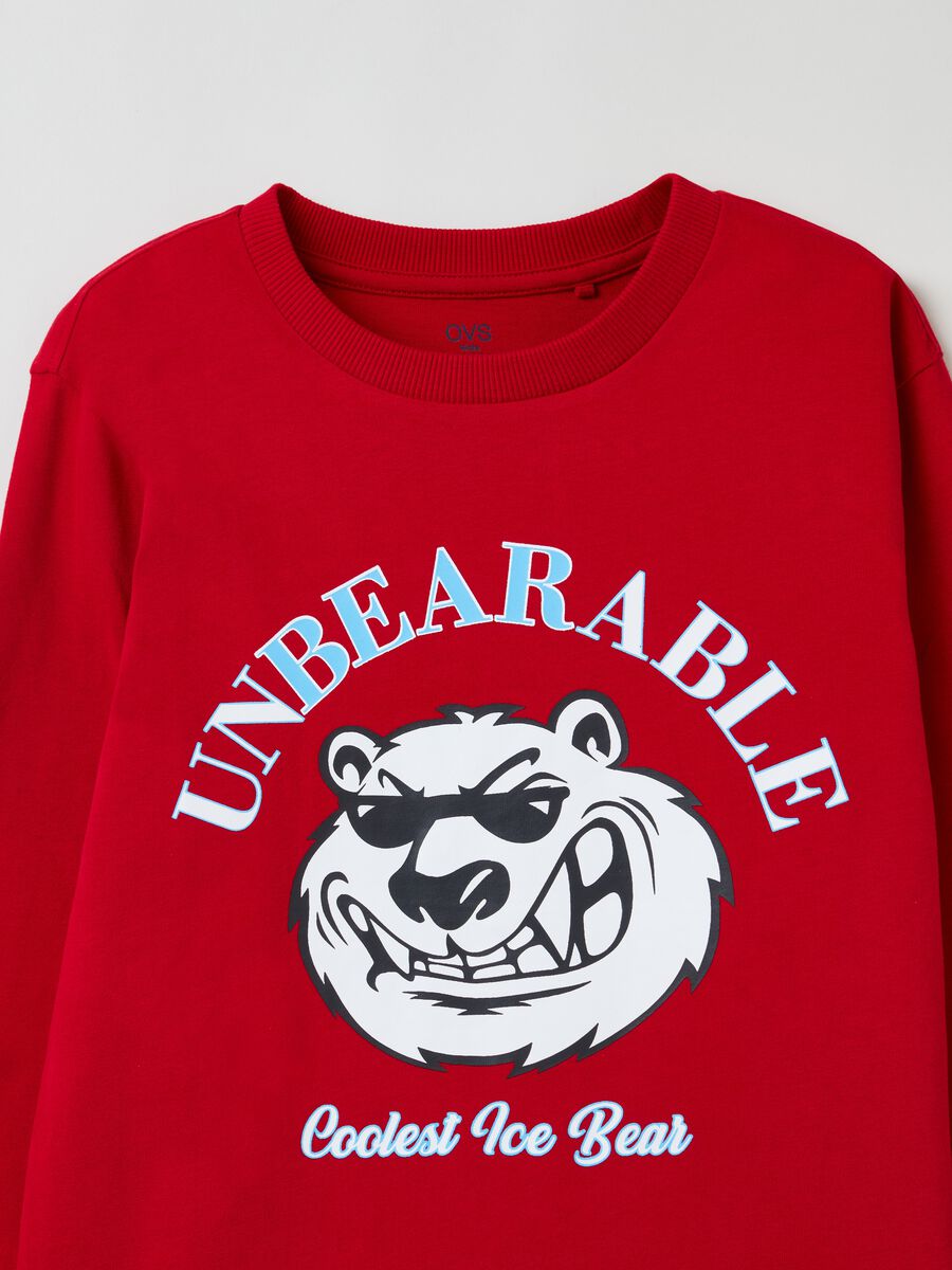T-shirt a maniche lunghe stampa orso_2