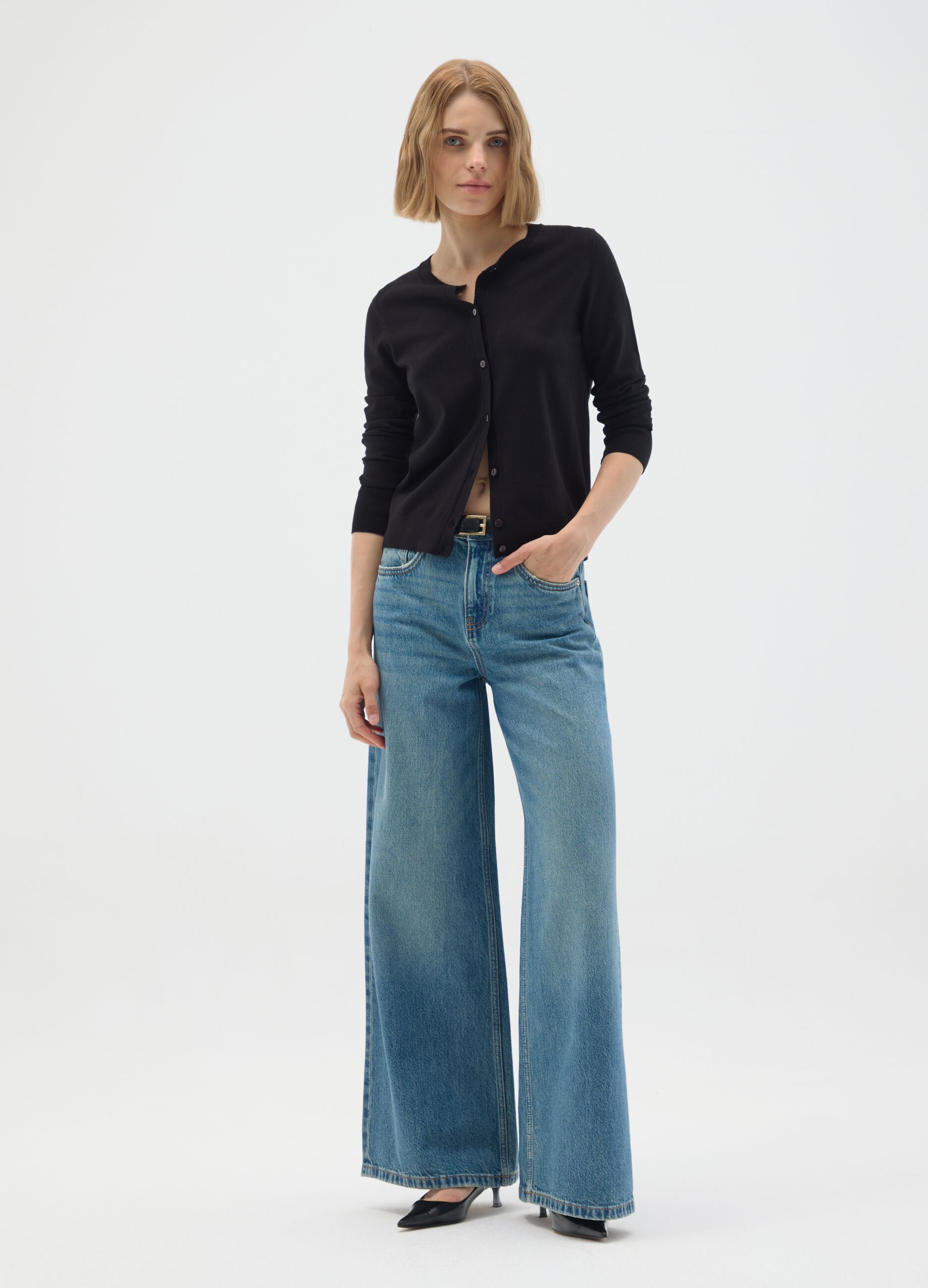 Black Regular Fit Viscose Blend Cardigan