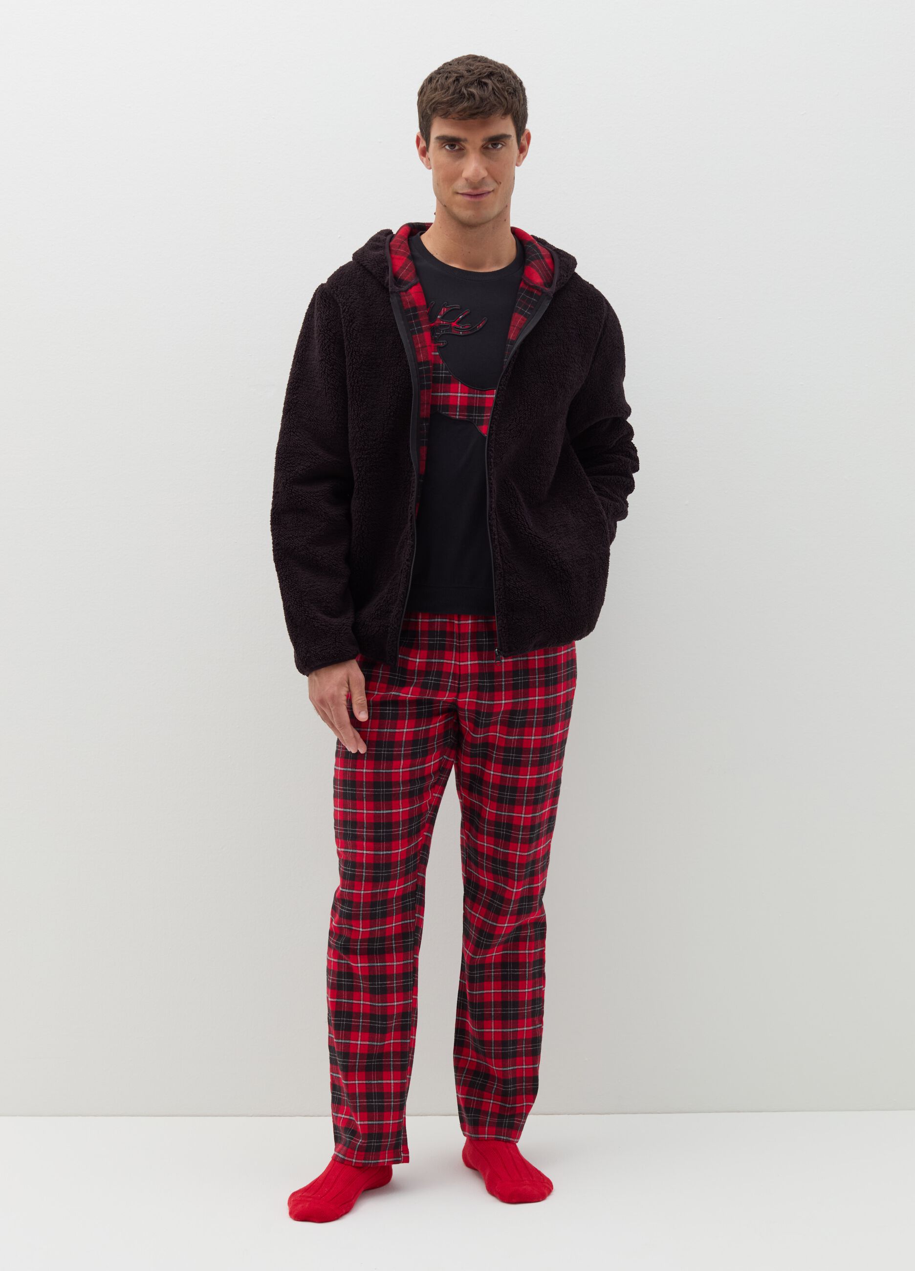 Vestaglia teddy con cappuccio e zip da Uomo OVS