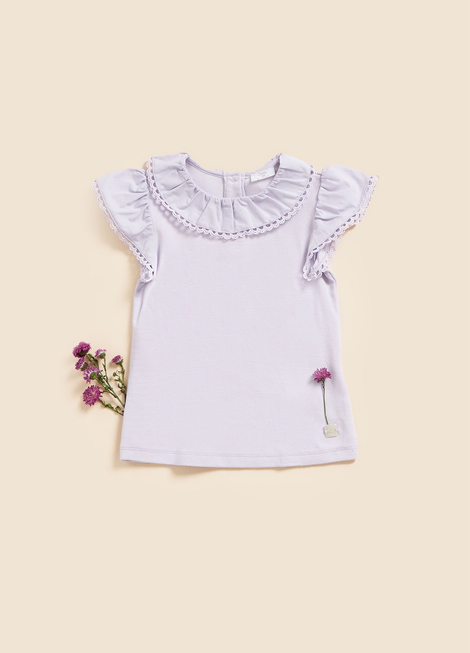 IANA T-shirt with neck and sleeves in poplin