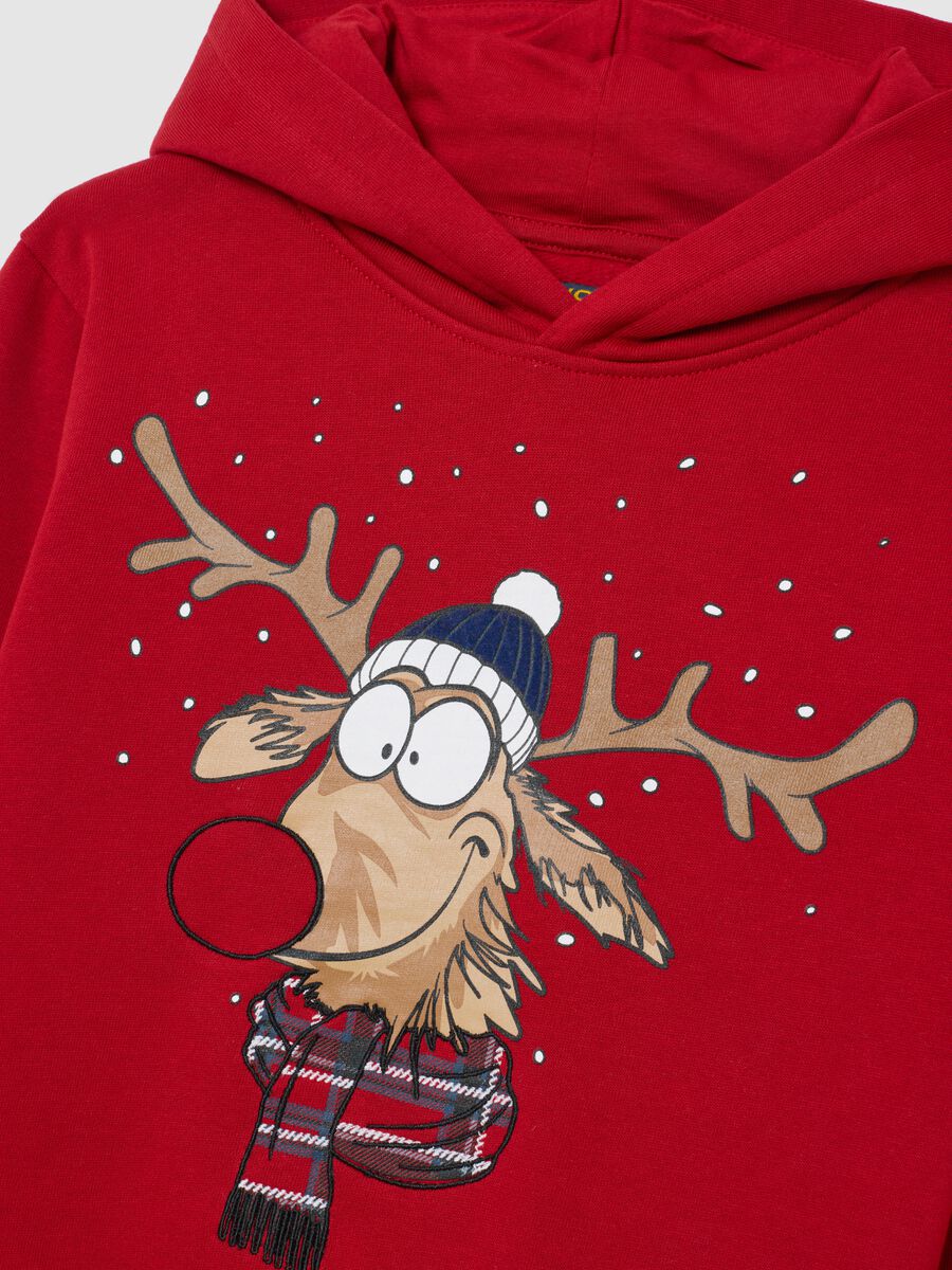 Red Christmas children's sweatshirt in pure cotton regular fit with print_2