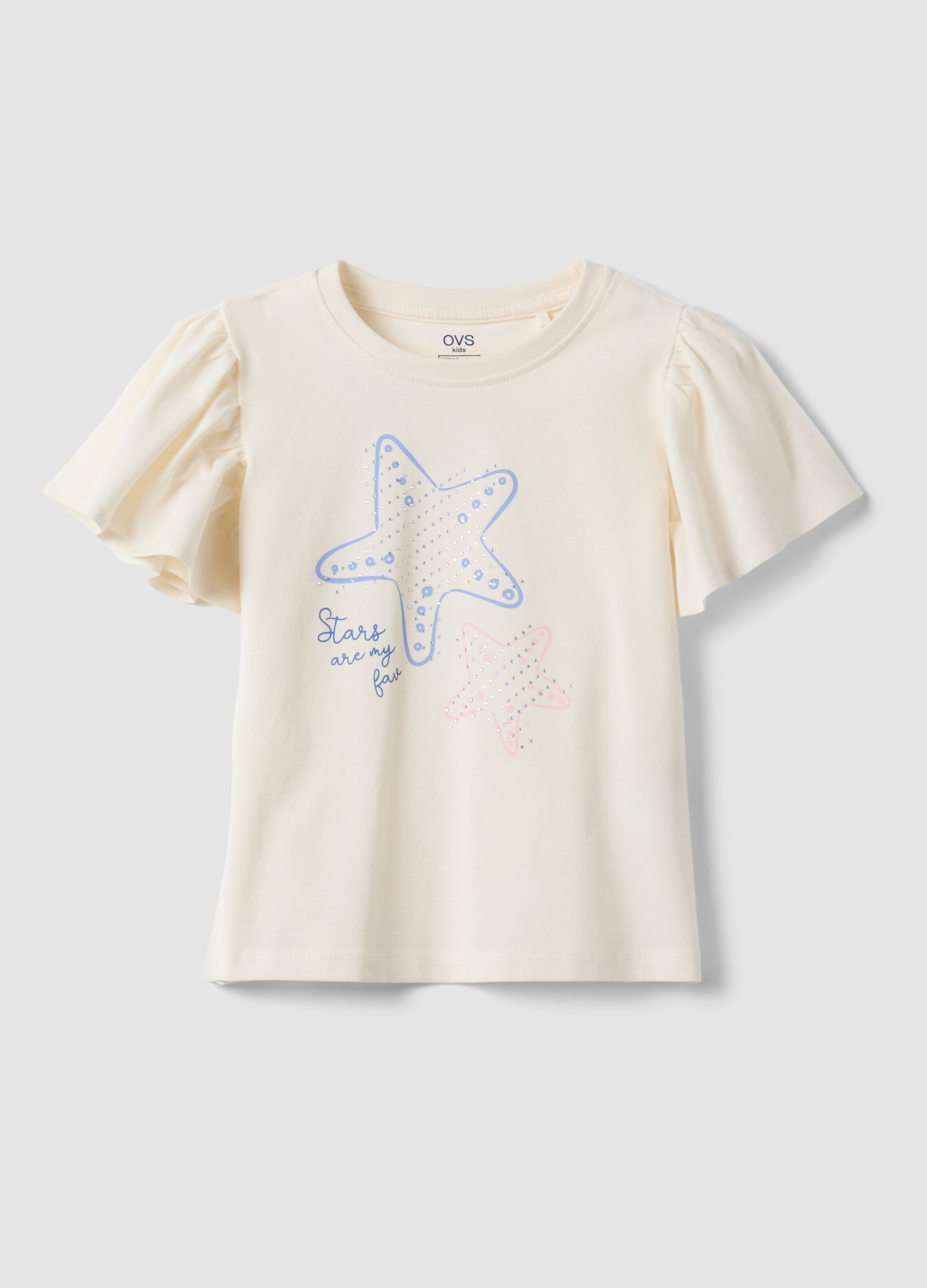 White pure cotton T-shirt with seaside print