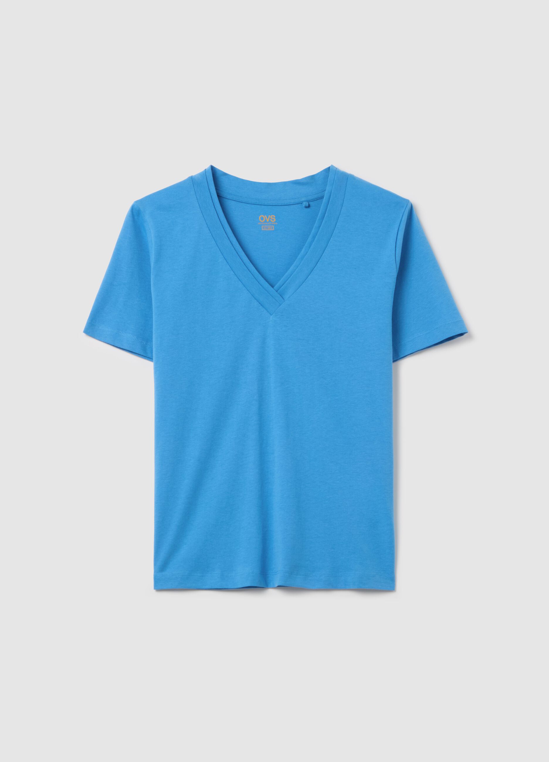 Light blue T-shirt with V neck