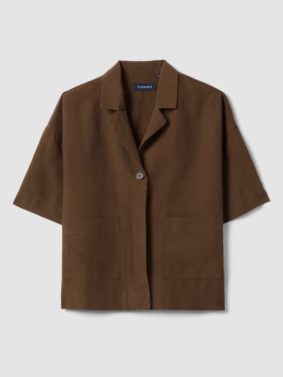 Brown Lyocell and Linen Blend Regular Fit Blazer_4