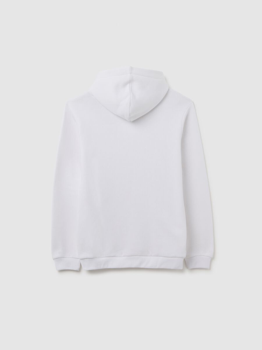 Children's white cotton blend sweatshirt, regular fit with print_1