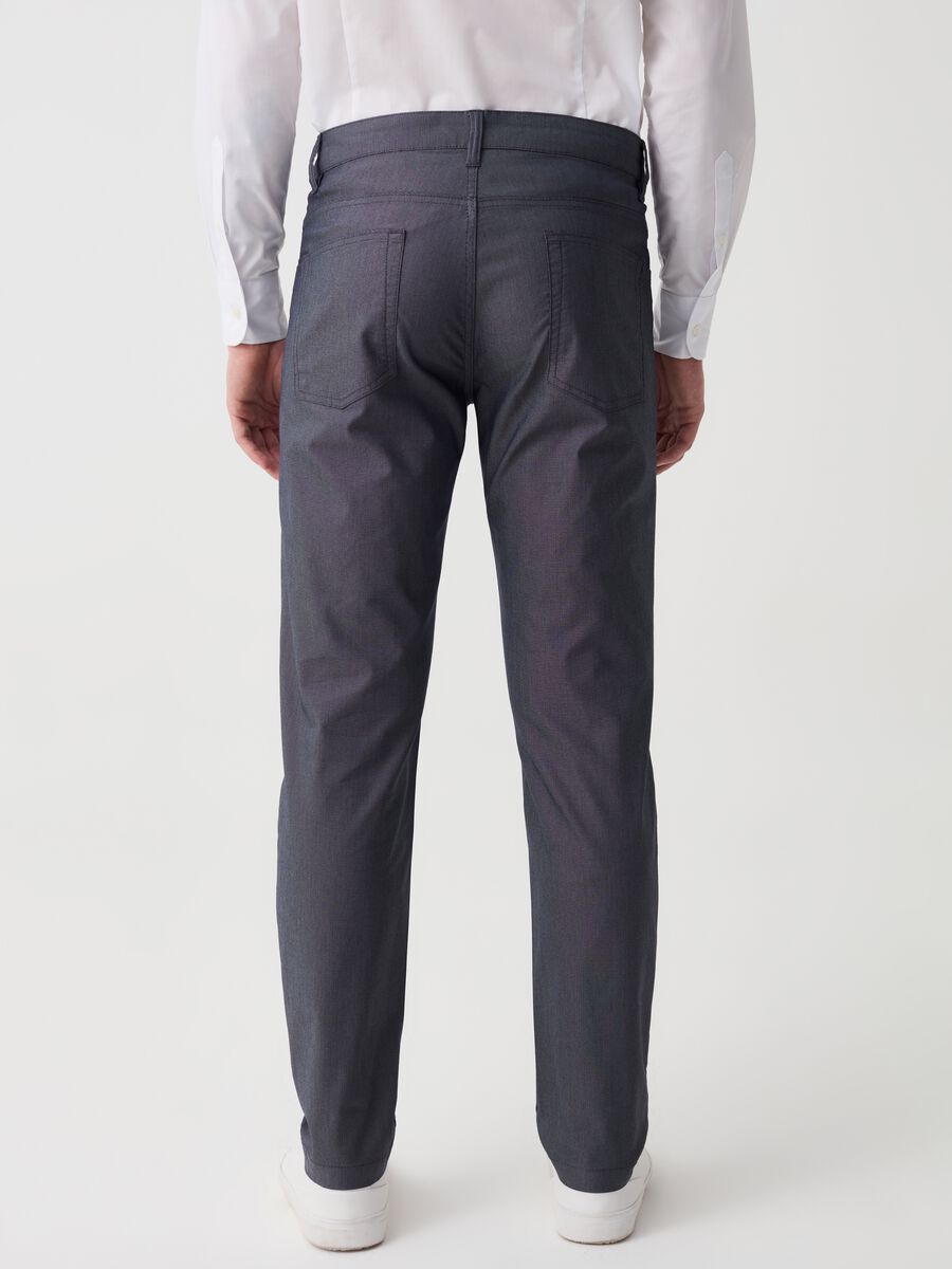 Five-pocket trousers with micro weave_1