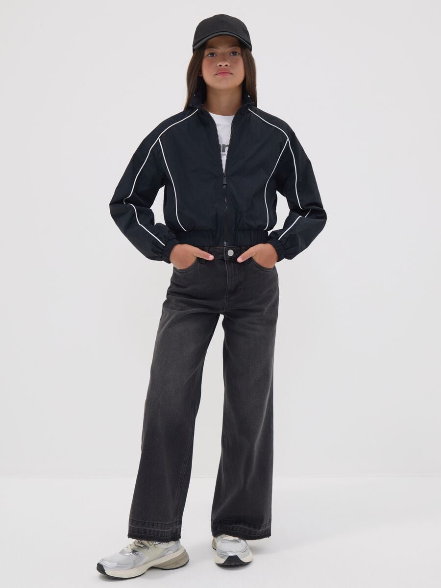 Jeans neri culotte in misto cotone, lyocell e viscosa per ragazza_0