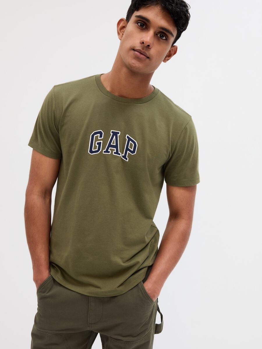 T-shirt in cotone con ricamo logo_0