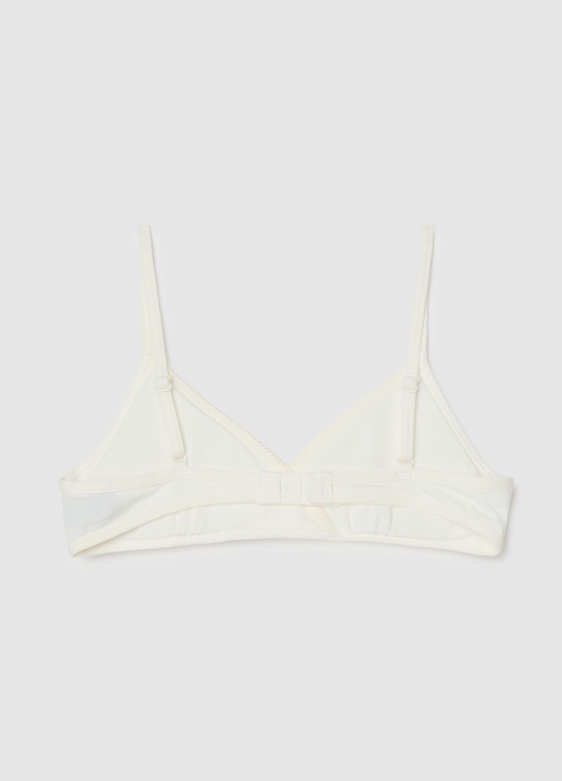 Girls' white stretch cotton bra