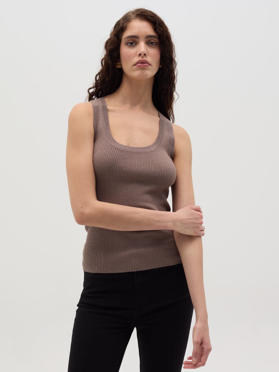 Ribbed lurex tank top_1
