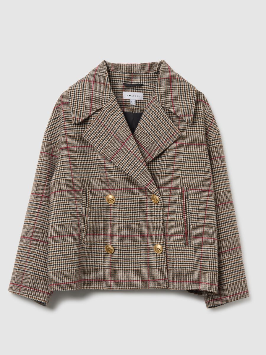 Cappotto doppio petto a quadri multicolor e vestibilità over _0