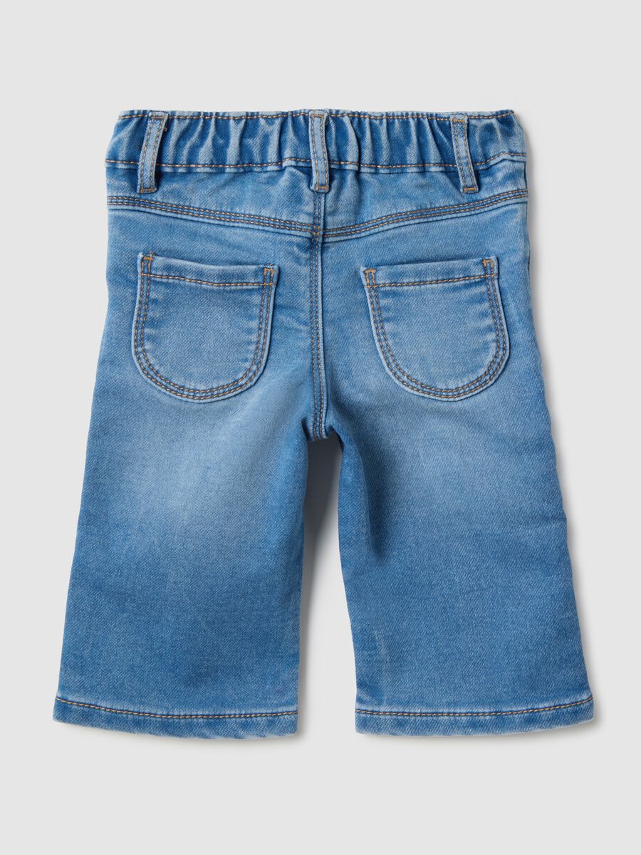 Baby girl's blue cotton blend wide leg jeans_1