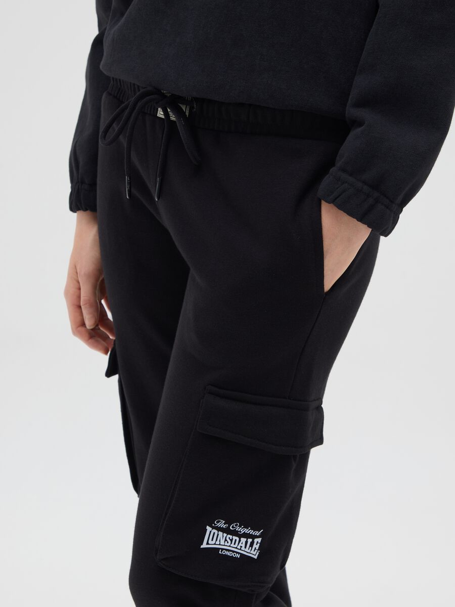 Pantaloni cargo in cotone nero regular fit_3