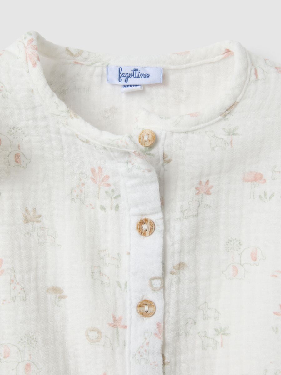 Pagliaccetto in puro cotone bianco da neonata con volant_2