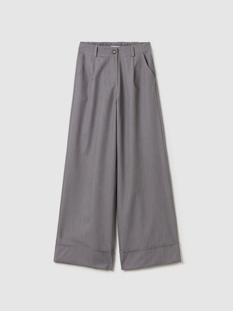 Wide-leg mélange trousers_4
