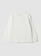 T-shirt bianca in puro cotone girocollo a maniche lunghe per bambino_1