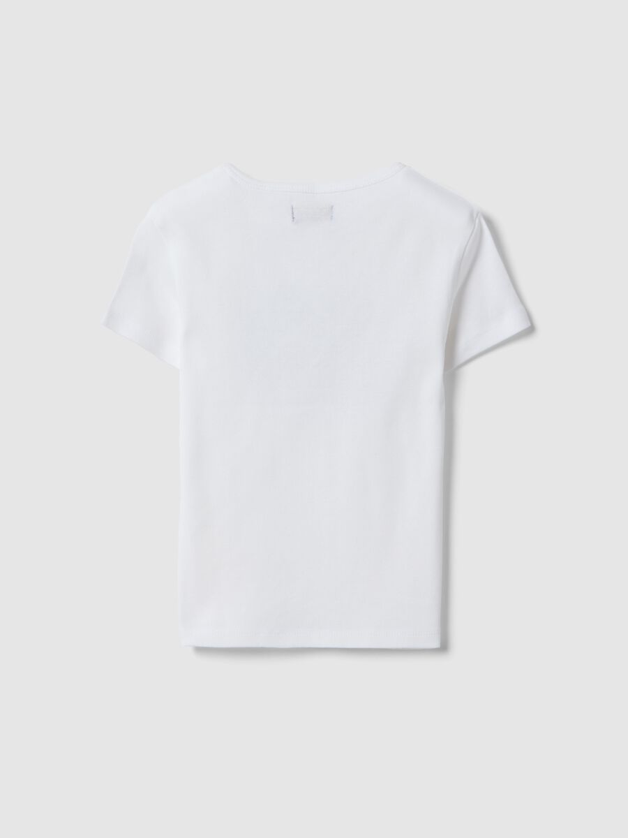 T-shirt in puro cotone bianca da ragazza slim fit con stampa_4