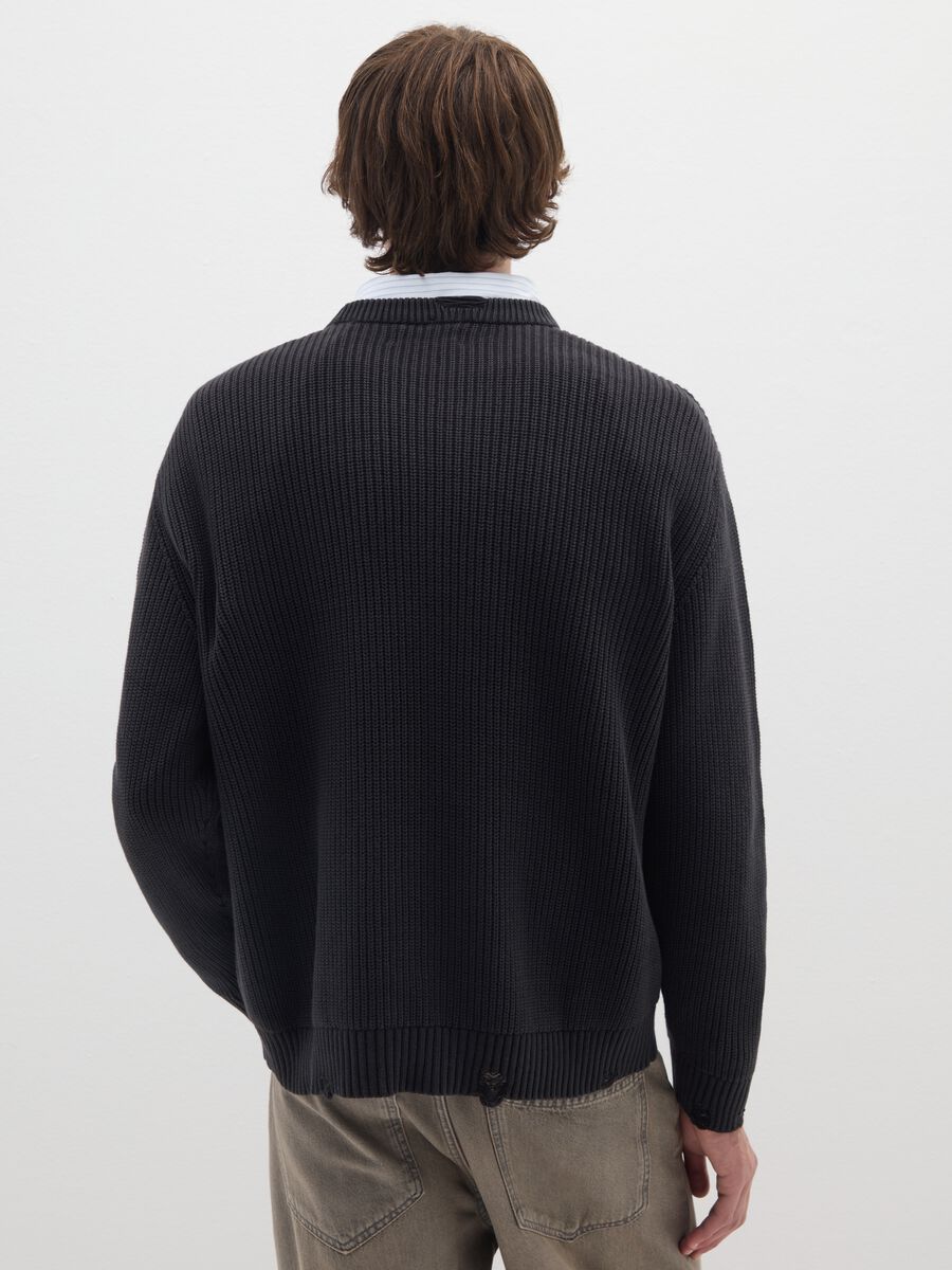 Maglione in puro cotone nero e vestibilità over_2