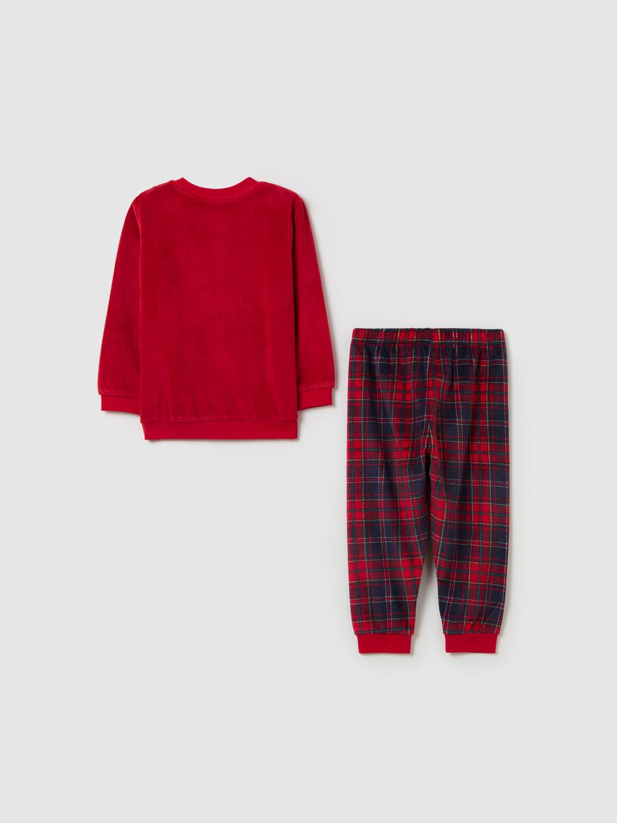 Velour pyjamas with penguin embroidery_1