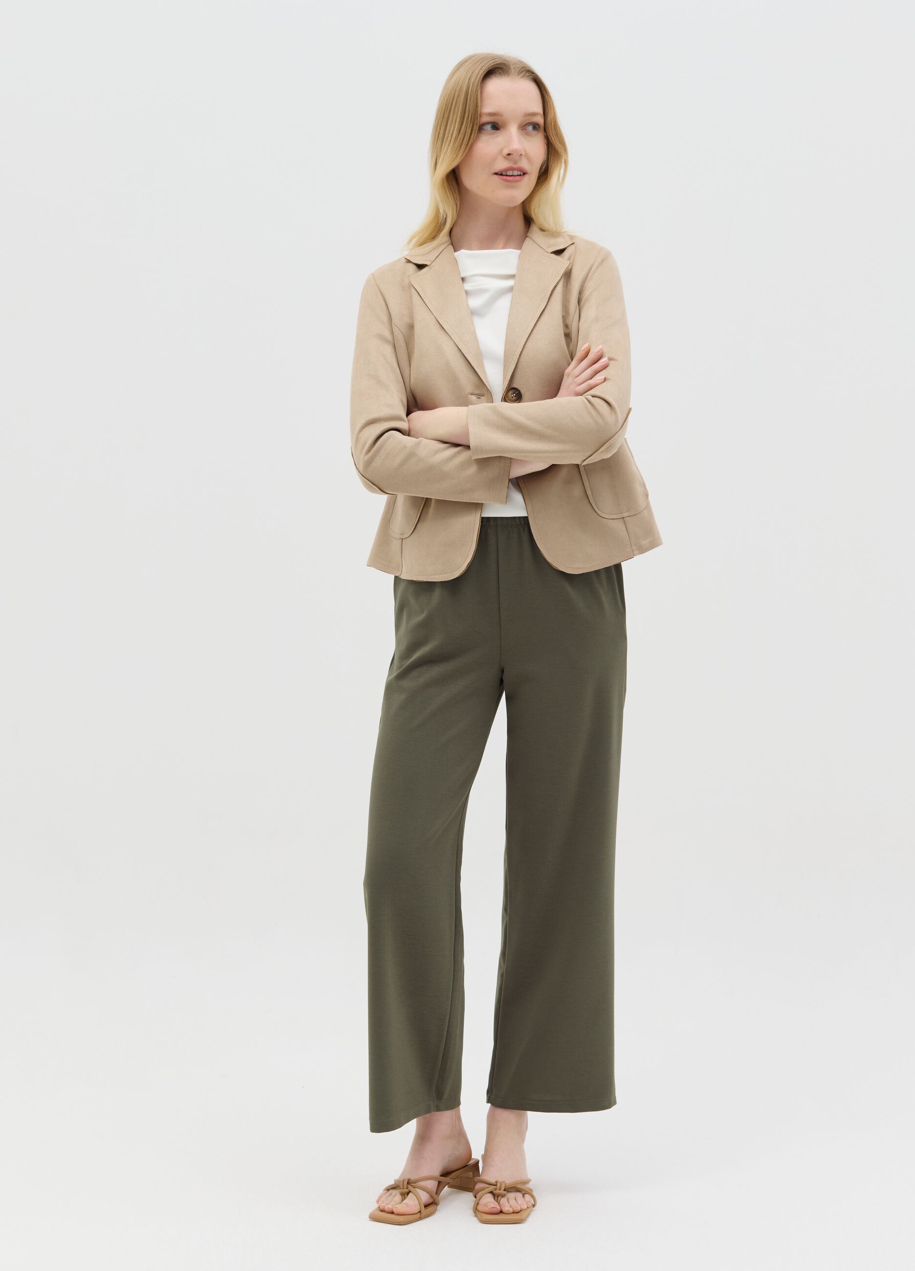 Short beige suede jacket