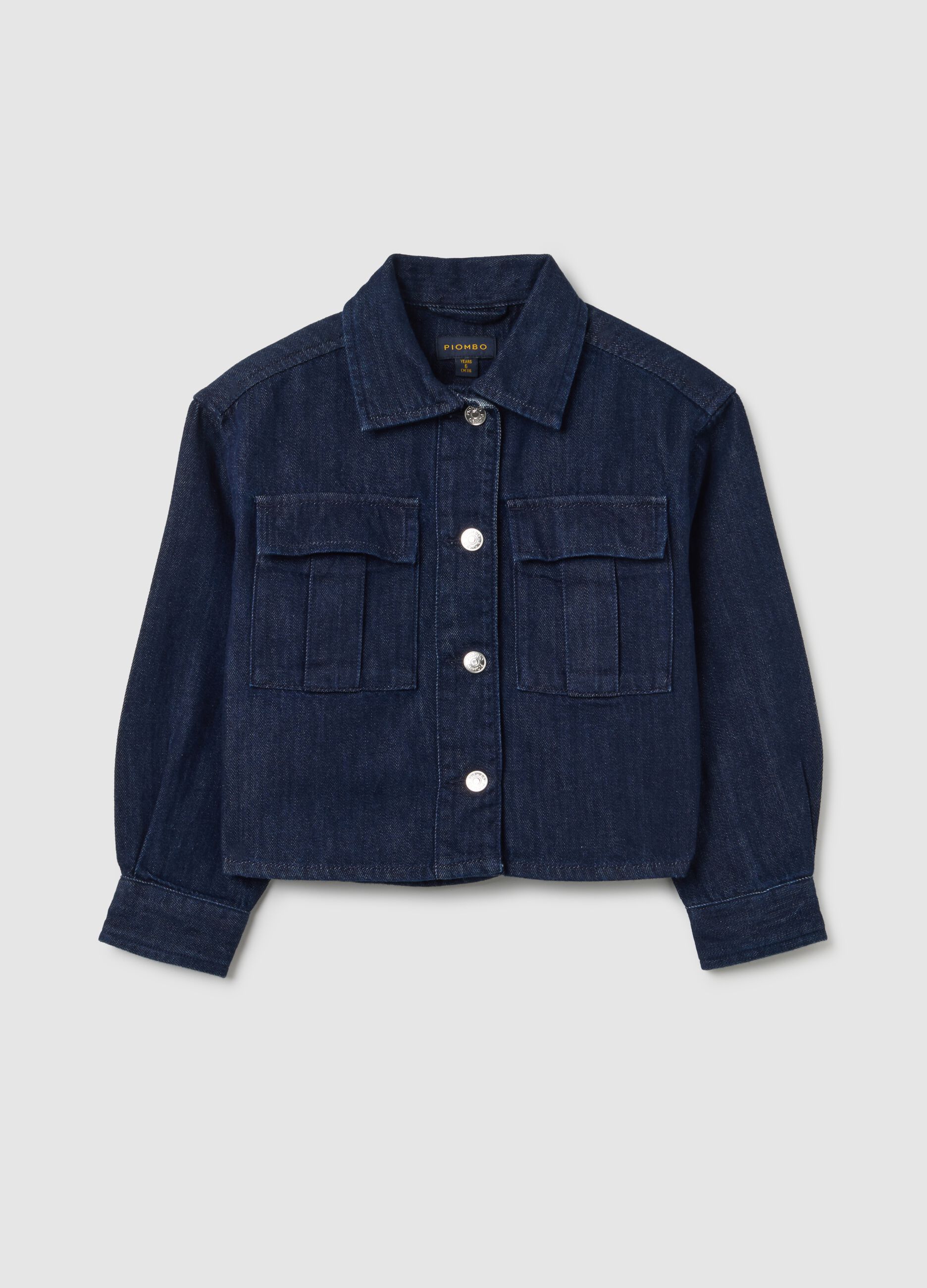 Camicia da bambina in puro cotone blu oversize