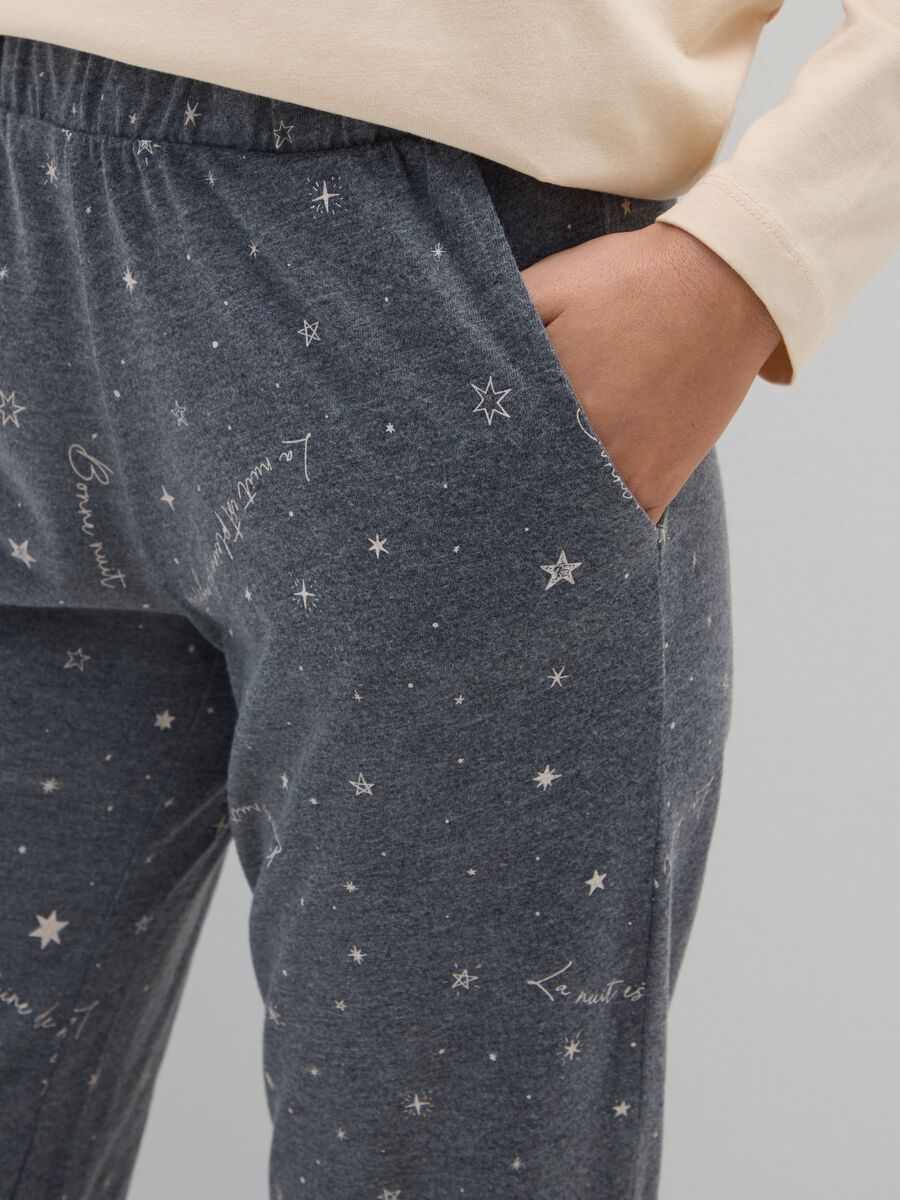 Pantaloni pigiama in misto cotone grigio regular fit_3