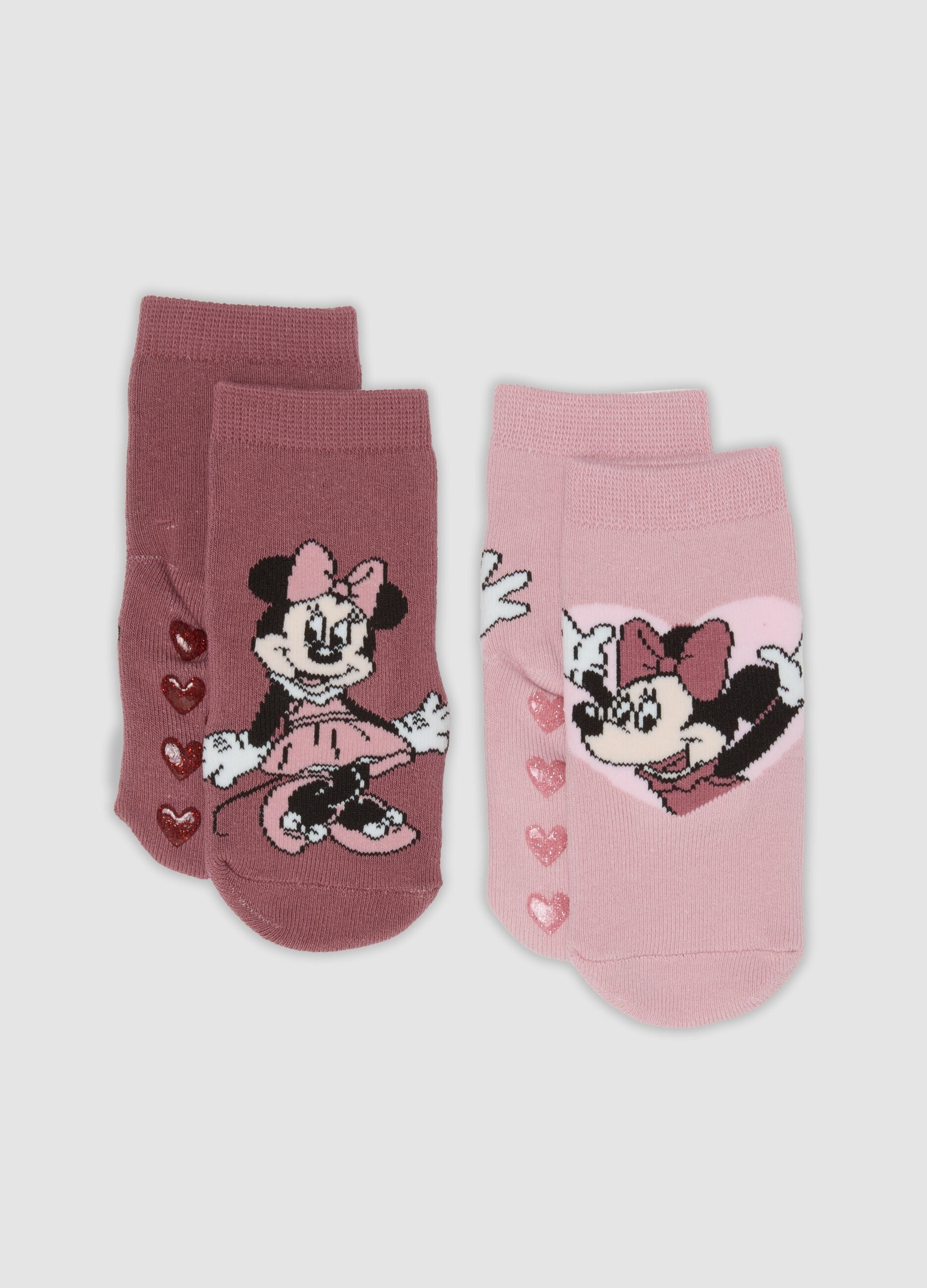 2-pack of organic stretch cotton anti-slip socks with Minnie print