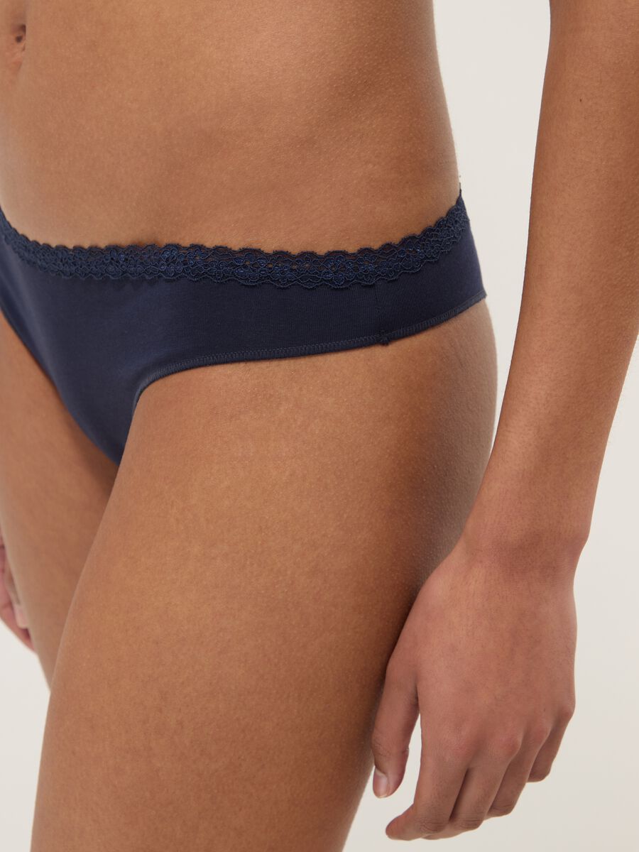 Slip alla brasiliana in cotone elasticizzato blu regular fit_3