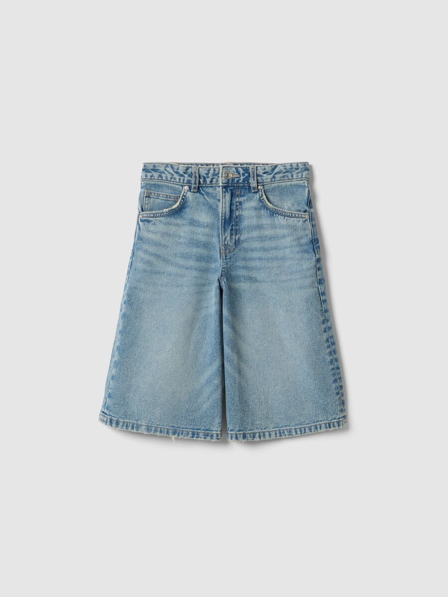 Shorts in puro cotone denim blu da ragazza regular fit_0