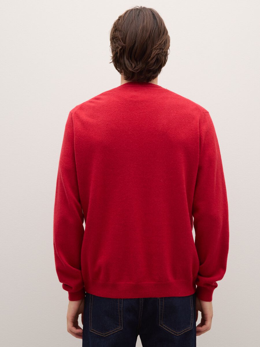 Red Crew Neck Pullover in Pure Lambswool Regular Fit_3