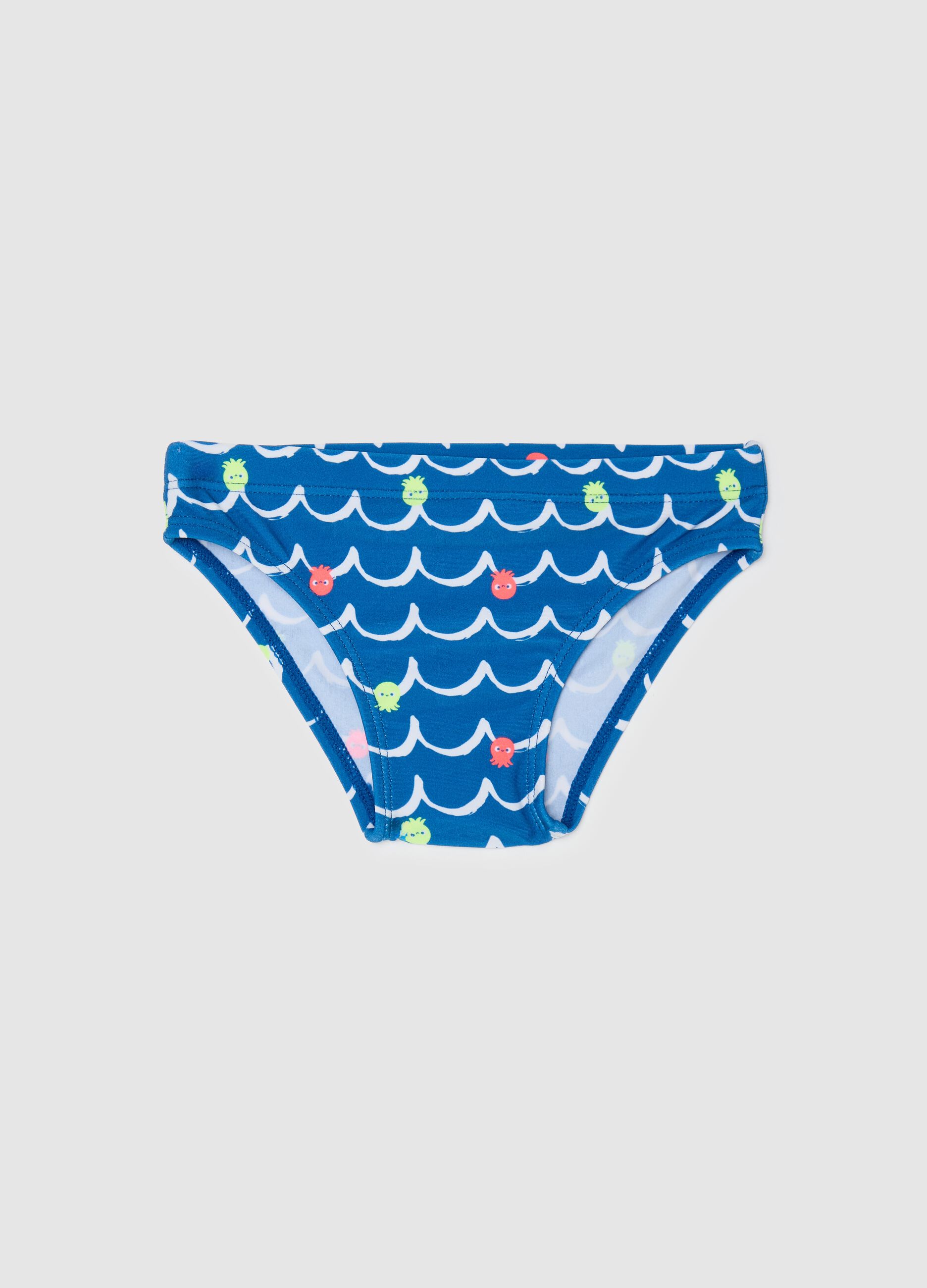 Boys’ swim briefs in blue stretch fabric