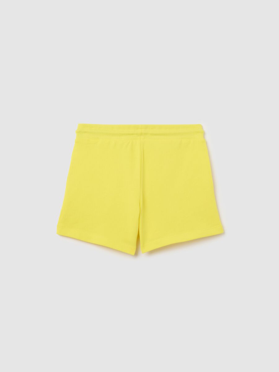 Shorts da ragazza in puro cotone giallo regular fit con vita elasticizzata_4