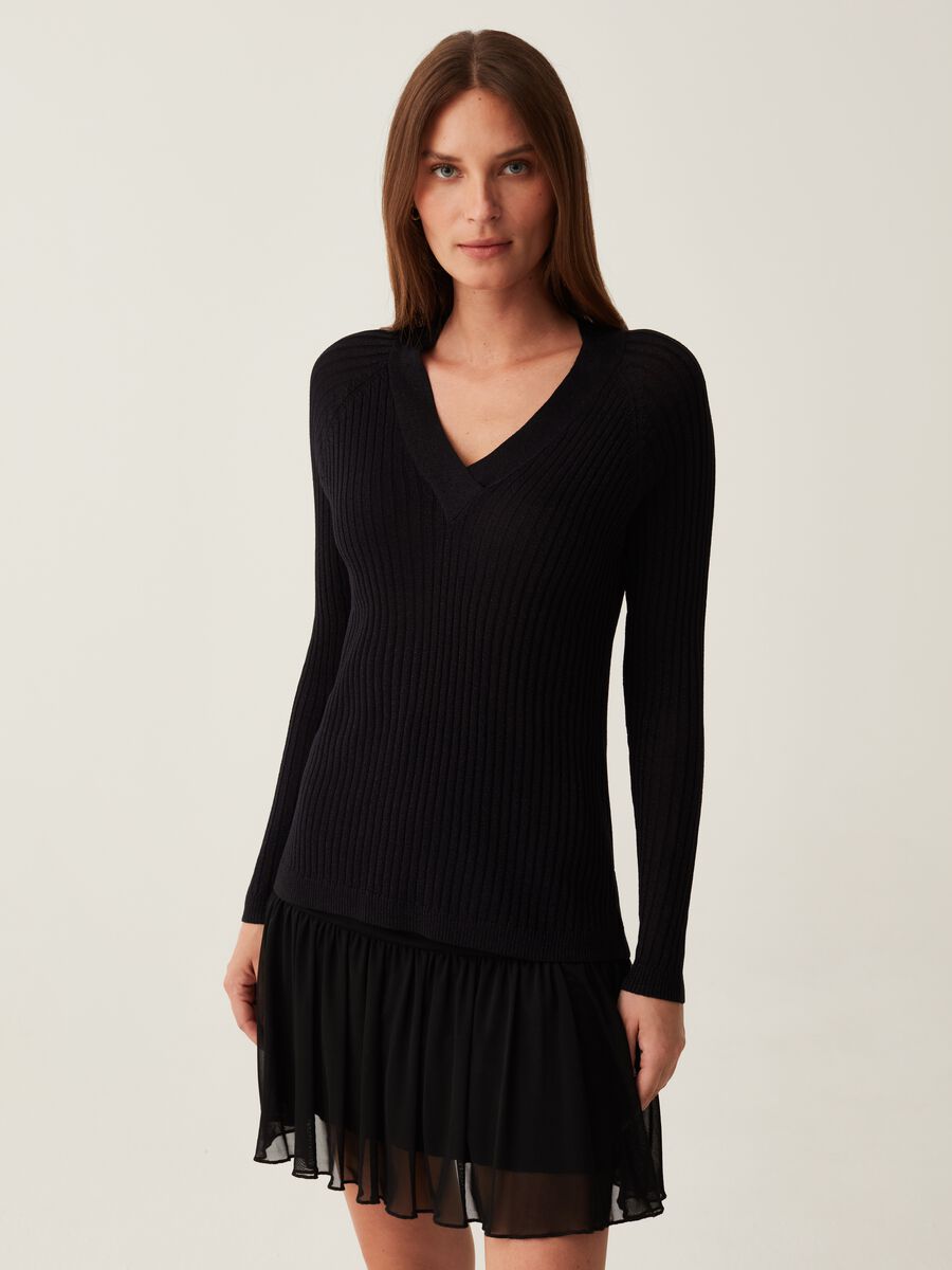 Maglia premaman in lurex con scollo a V_2