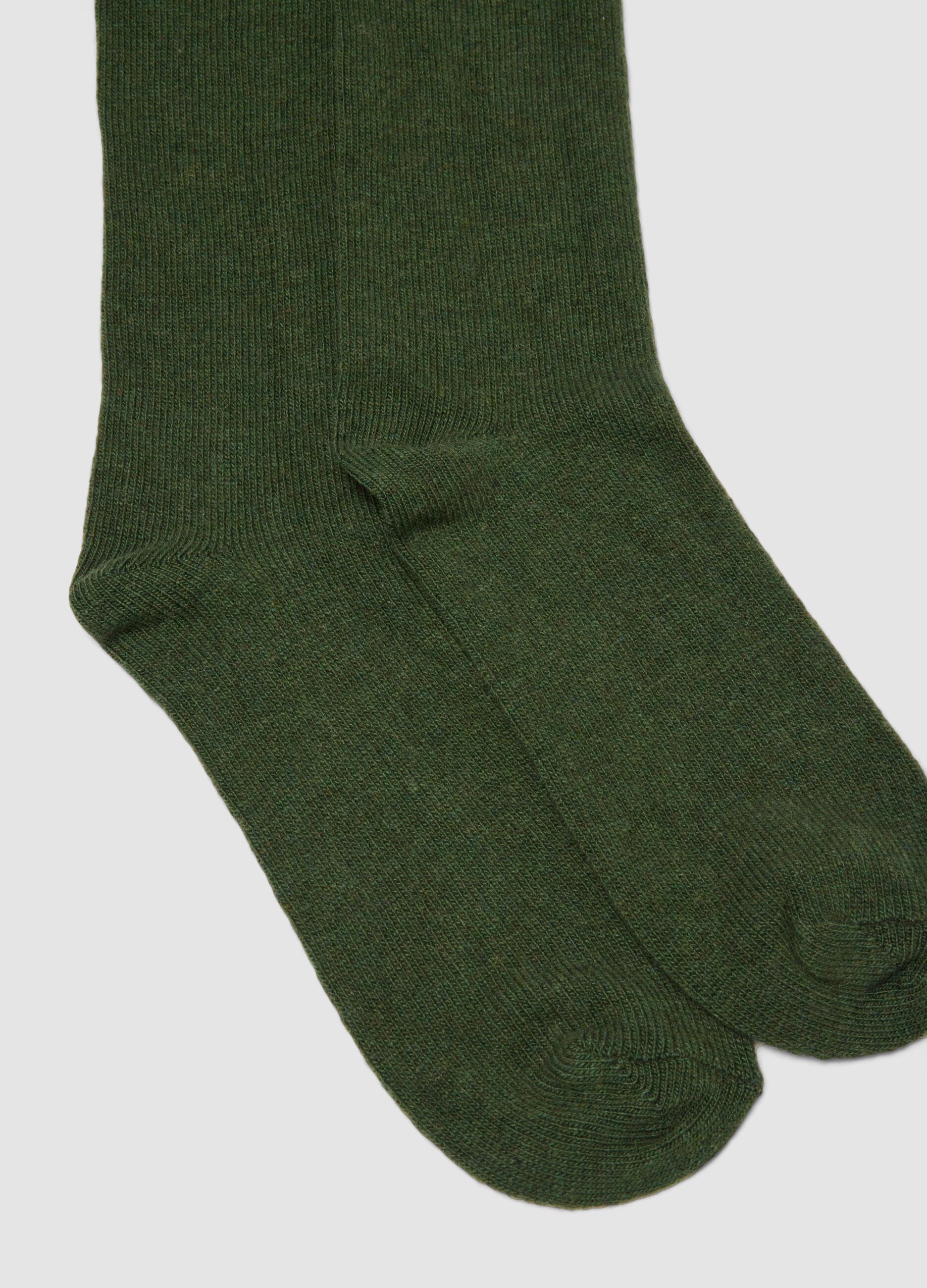 Green knee-high socks in wool, viscose and stretch cashmere
